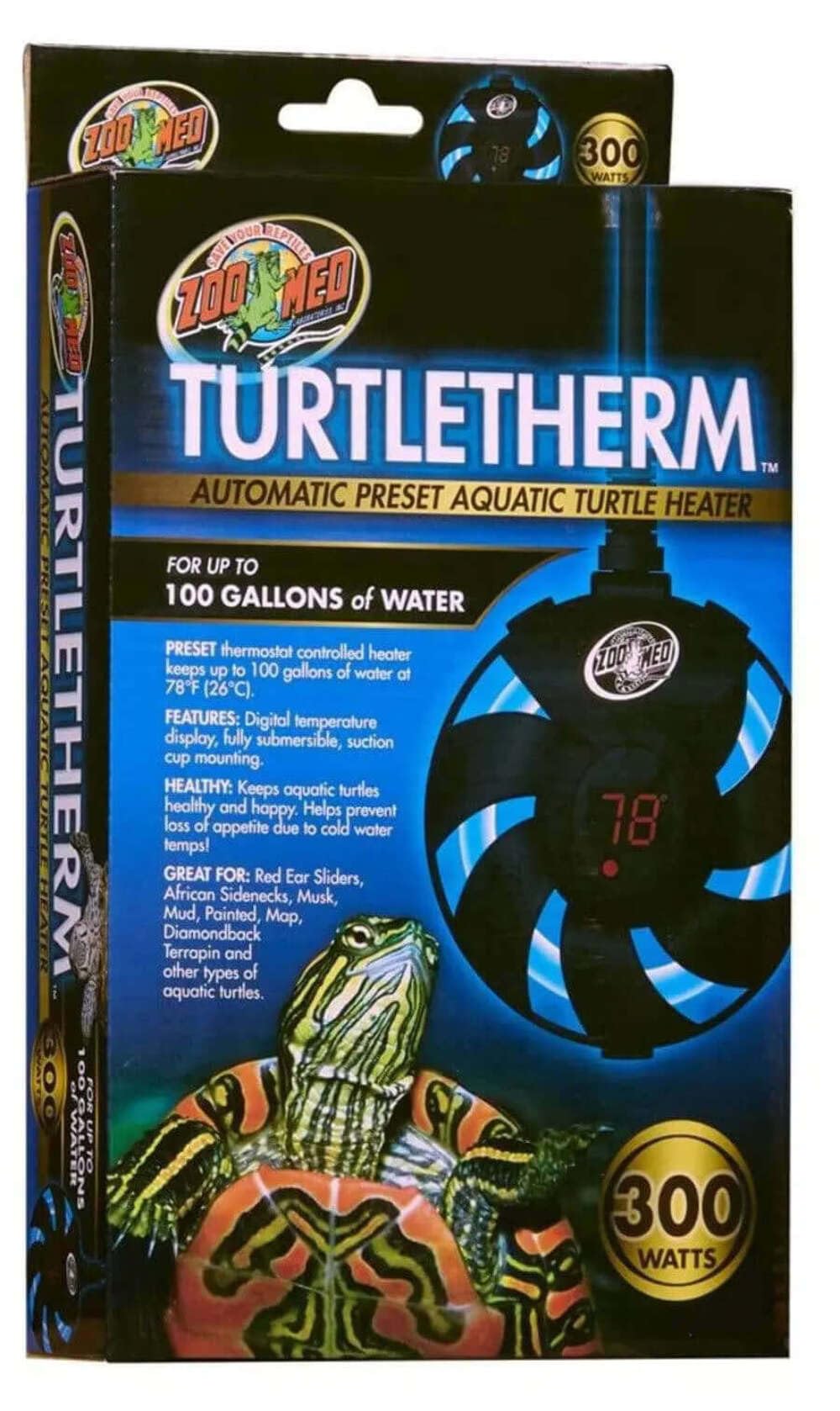 Zoo Med Laboratories TurtleTherm Automatic Preset Digital Aquatic Turtle Heater - 100 W...