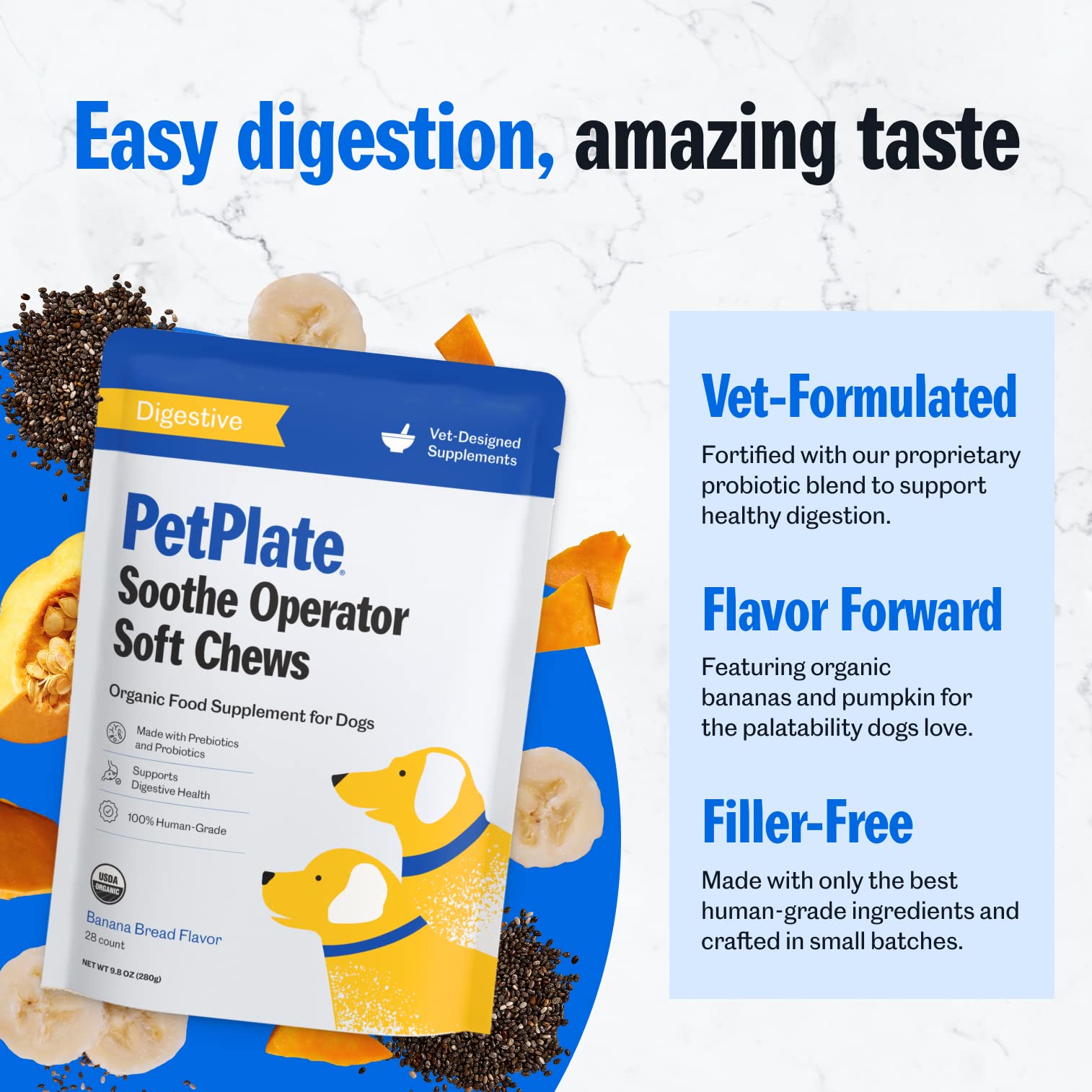 Pet Plate Soothe Operator Digestive Support Soft Chews Dog Supplements - 9.8 Oz  