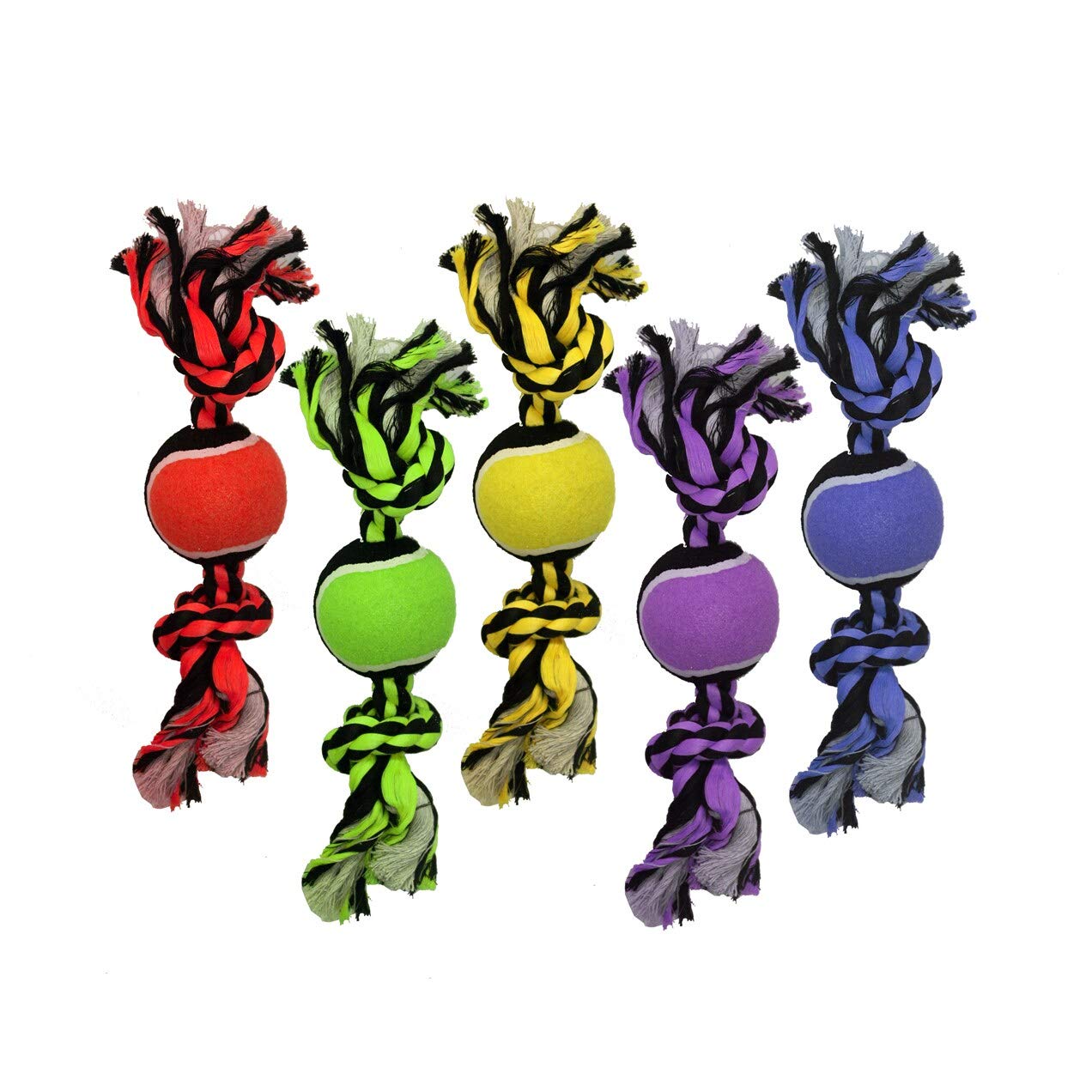 Multipet Nuts for Knots Dual-Knotted with 1 Tennis Balls and Rope Dog Toy - 10" Inches  