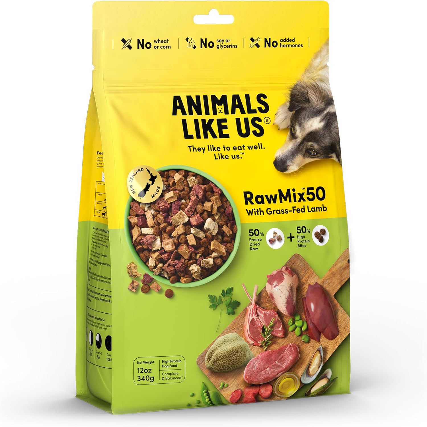Animals Like Us RawMix50 Grass-Fed Lamb Freeze-Dried Raw Dog Food 12 Ounce