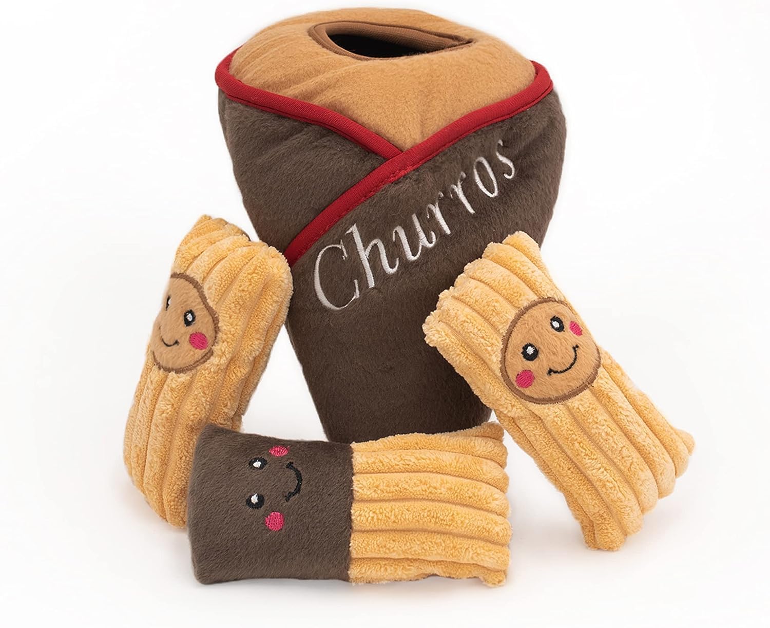 Zippy Paws Burrow Churros Interactive Squeak and Plush Dog Toy - Medium  