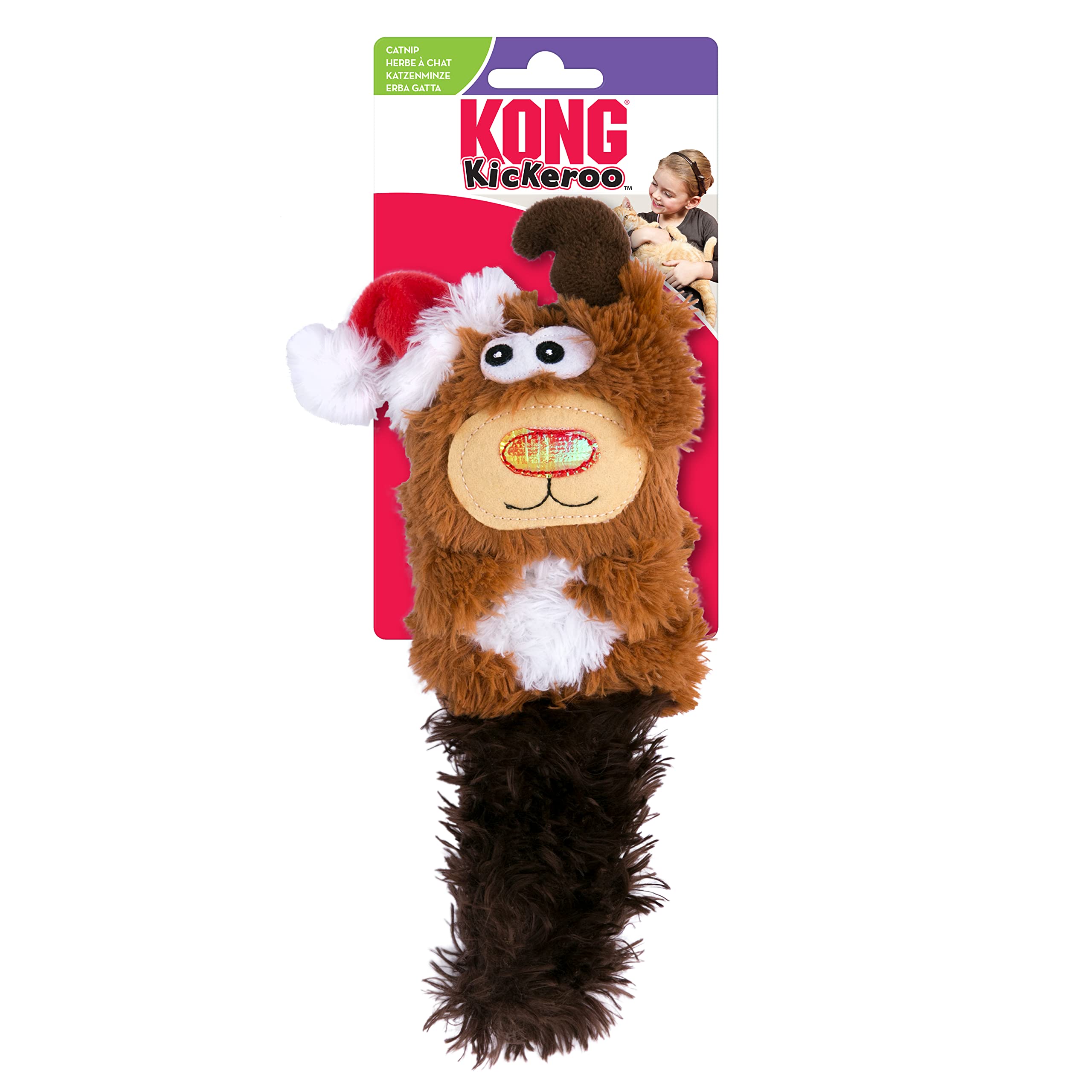 Kong Holiday Kickeroo Raindeer Squeak and Plush Catnip Cat Toy  