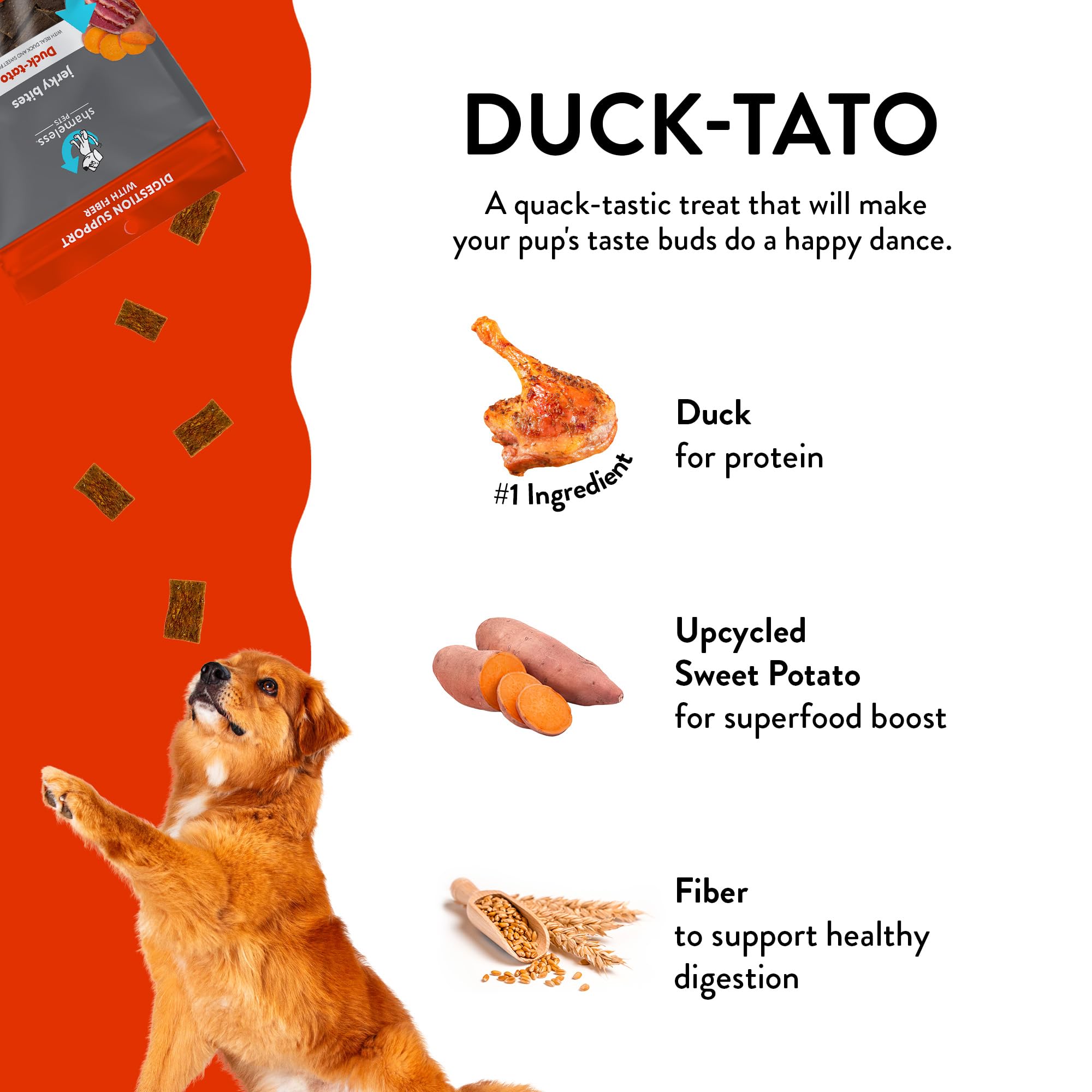 Shameless Pets Duck-Tato Duck and Sweet Potato Jerky Dog Treats - 5 Oz - Case of 6  