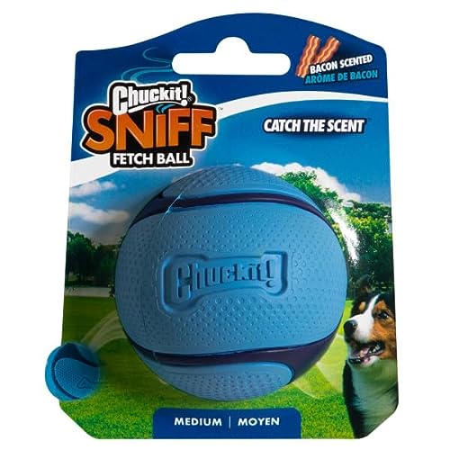 Chuckit! Petmate Sniff Ball High-Bounce Bacon Scented Rubber Dog Toy - Medium - 2.5 Inch