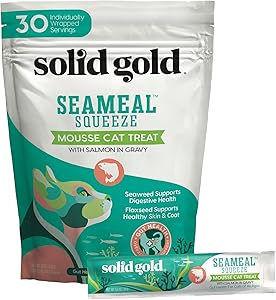 Solid Gold SeaMeal Squeeze Squeezable Mousse Salmon with Gravy Cat Treats - 2 Oz - Case of 24