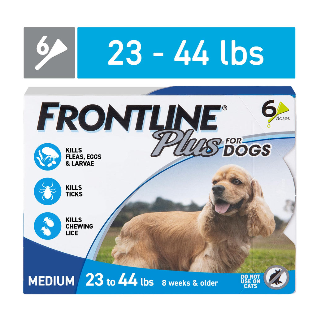 Frontline Plus Flea and Tick Treatment for Dogs 23-44 Lbs - Blue - 3 Pack  