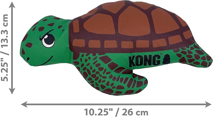 Kong Maxx Turtle Ballistic Puncture-Proof Dual-Layered Squeak and Nylon Plush Dog Toy - Medium