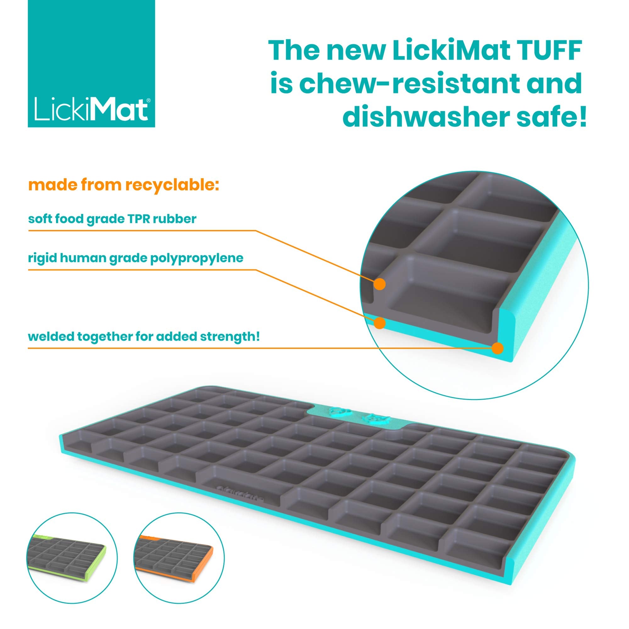 Innovative Pet Lickimat Tuff Playdate Slow Feeding Mat for Dogs - Turquise  