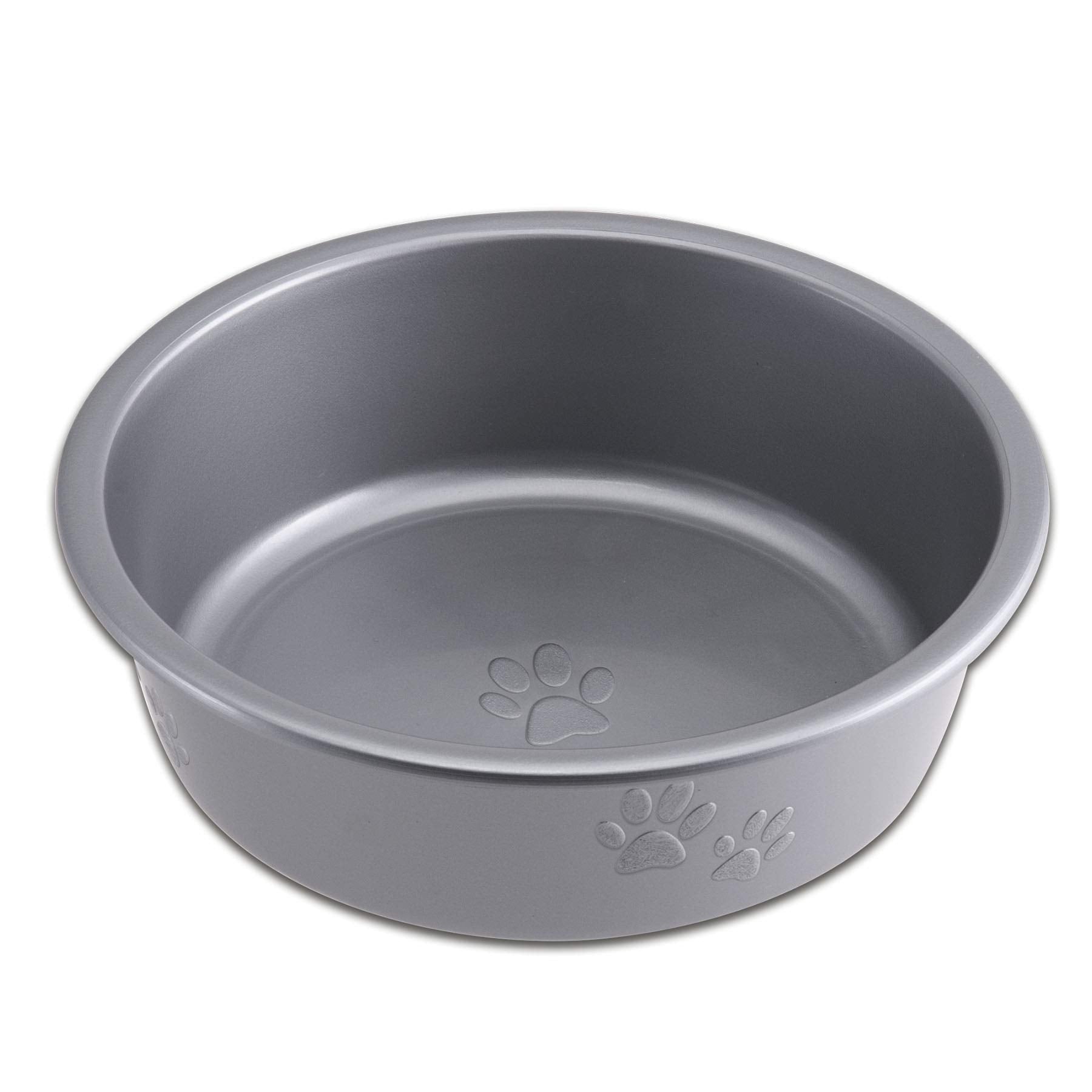 Loving Pets Dolce Luminoso Non-Slip Plastic Cat and Dog Bowl Silver Large