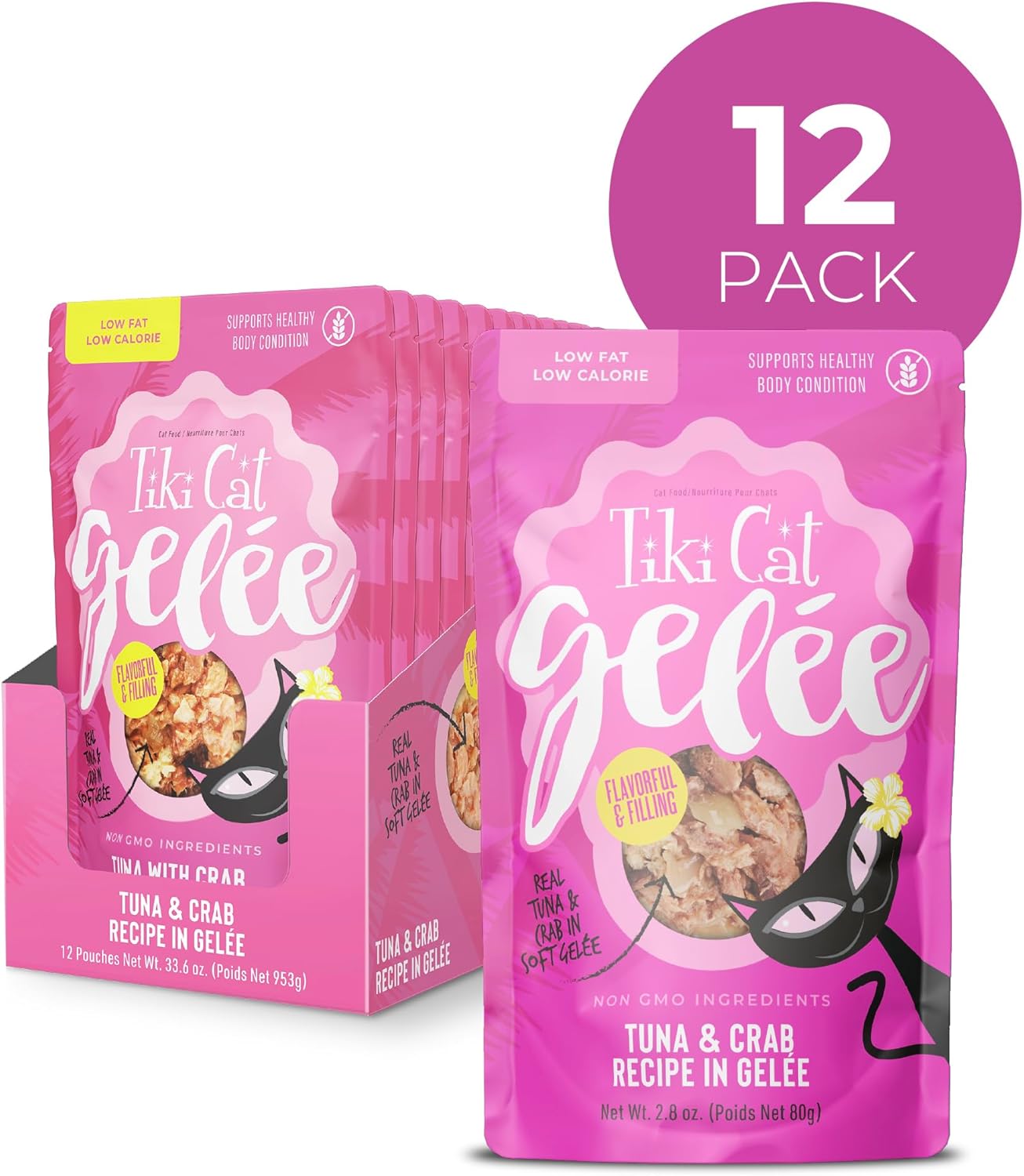 Tiki Cat Gelee Low-Fat Tuna and Crab in Gelee Recipe Wet Cat Food Pouch - 2.8 Oz - Case of 12