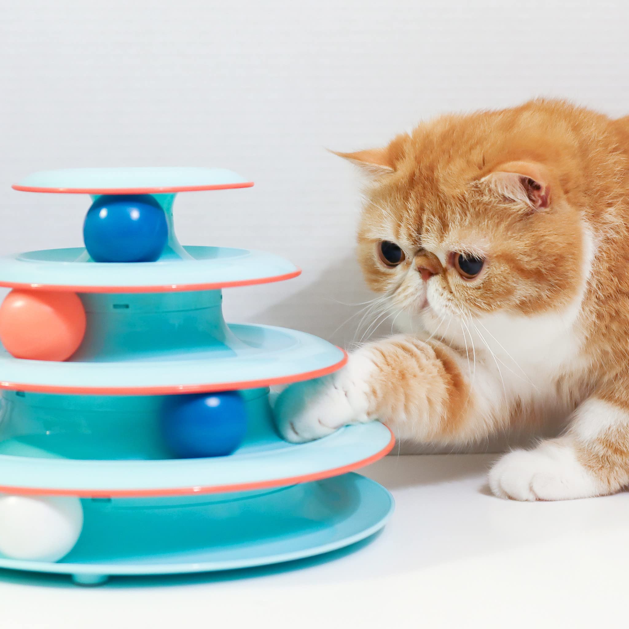 Petstages Chase Meowtain 4-Tiered Ball Roling Track Interactive Puzzle Cat Toy  