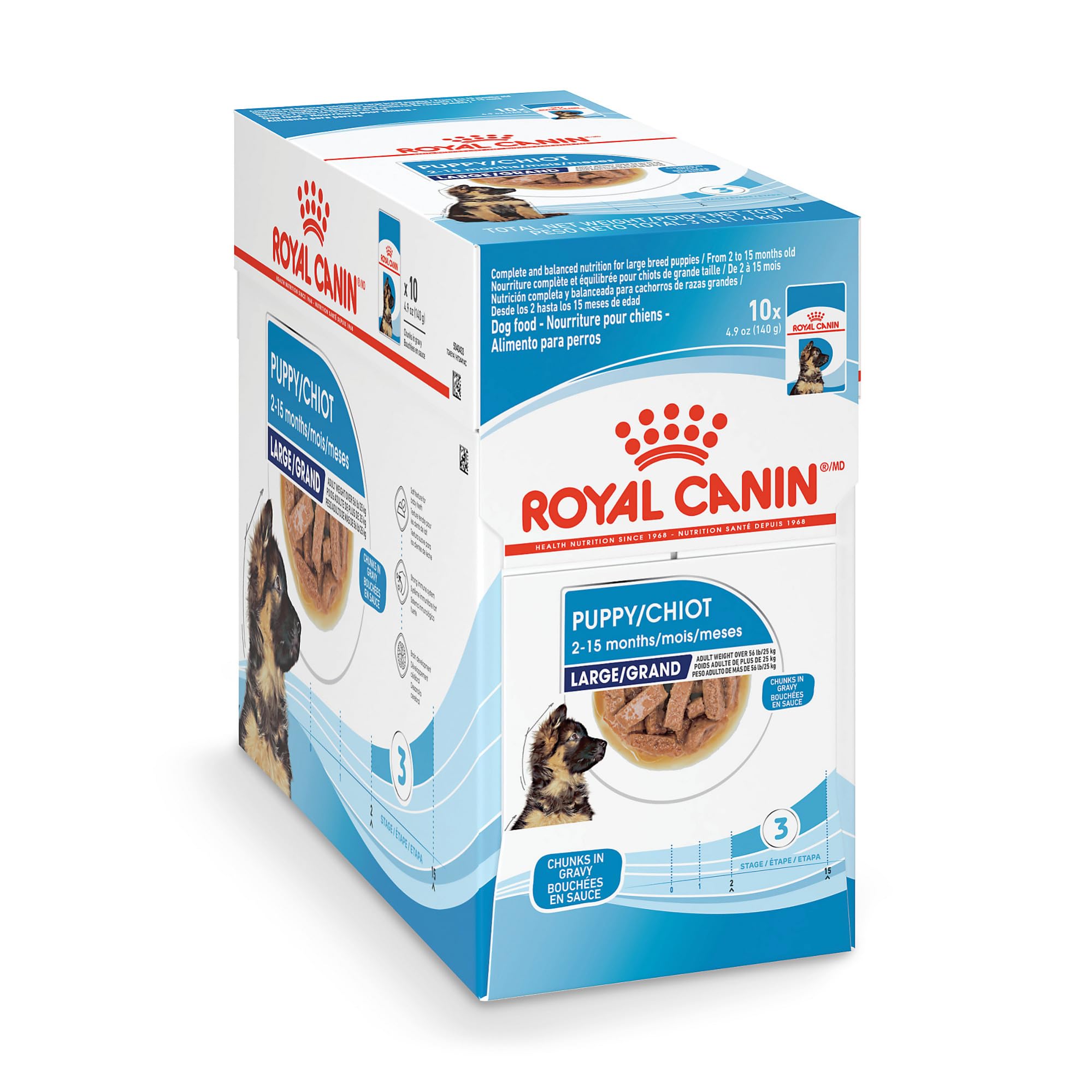 Royal Canin Size Health Nutrition Chunks in Gravy Large-Breed Puppy Wet Dog Food Pouch - 4.9 Oz - Case of 10  