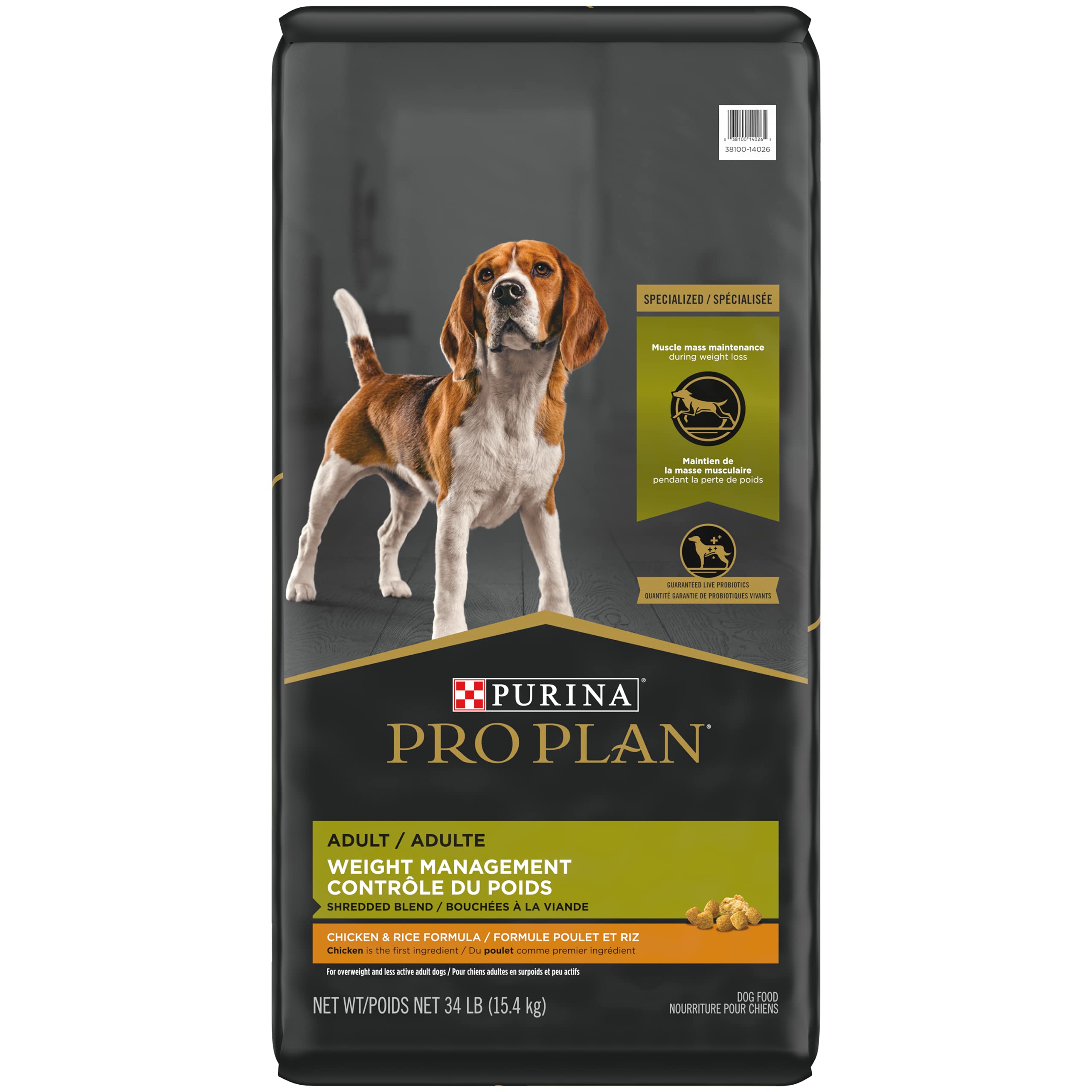 Purina Pro Plan Weight Management High-Protein Chicken and Rice Formula Adult Dry Dog Food - 6 Lbs - Case of 5  