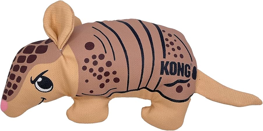 Kong Maxx Ballistic Armadillo Puncture-Proof Dual-Layered Squeak and Nylon Plush Dog Toy - Small