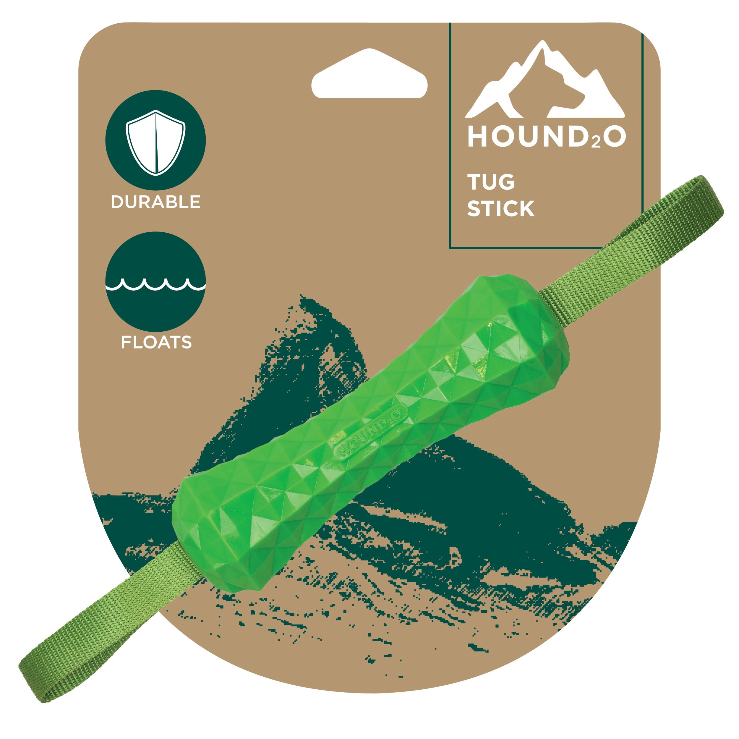 Playology Hound2O Tug Stick Squeak and Fetch Floating Nylon and Rubber Dog Toy - Green  