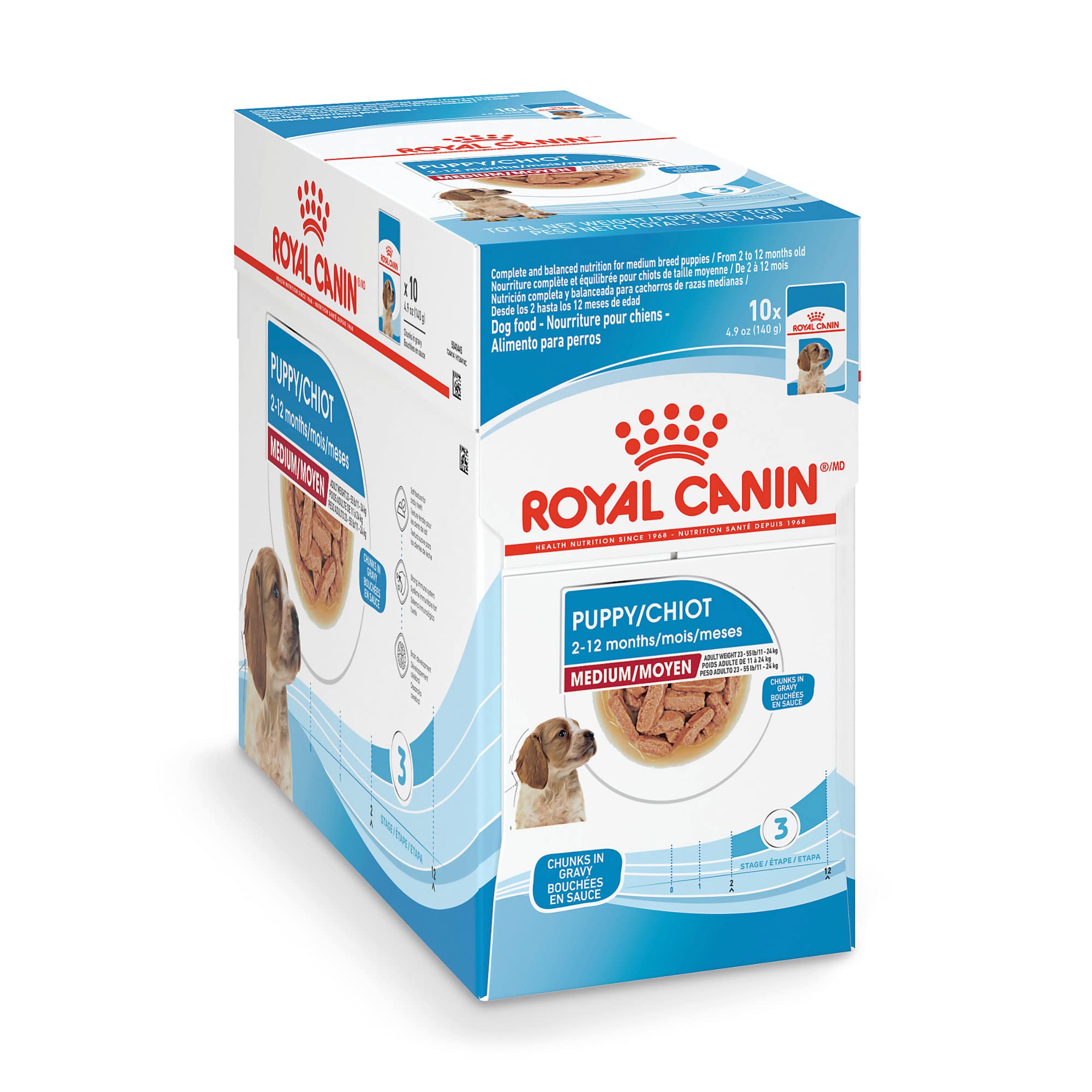 Royal Canin Size Health Nutrition Chunks in Gravy Medium-Breed Puppy Wet Dog Food Pouch - 4.9 Oz - Case of 10  