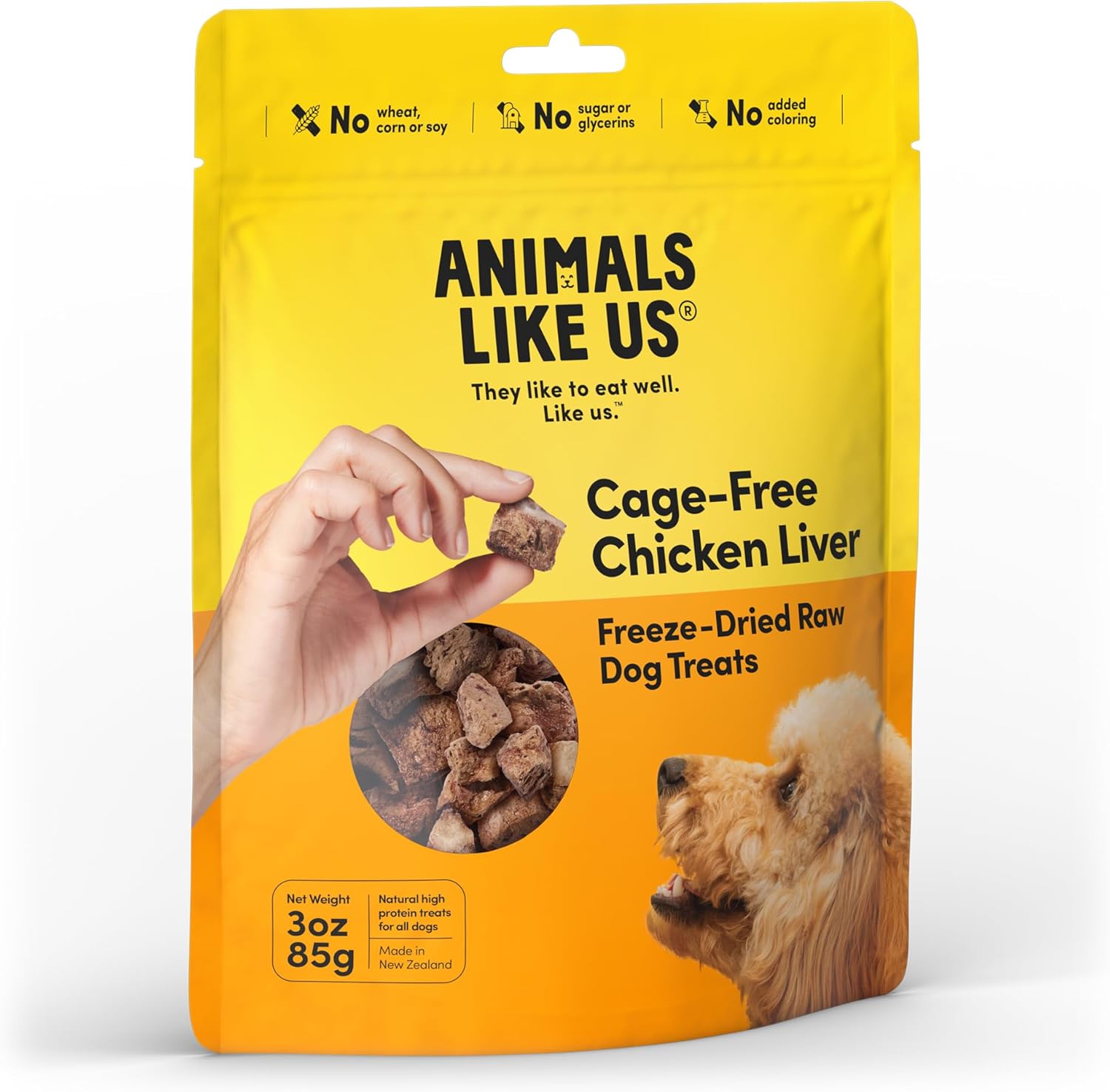 Animals Like Us Cage-Free Chicken Liver Freeze-Dried Raw Dog Treats - 3 Oz - Case of 12