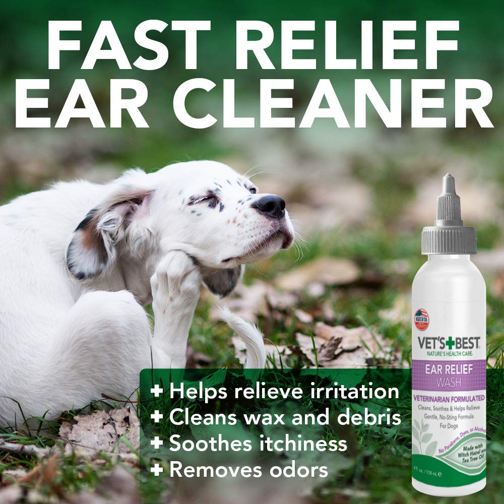 Vet's Best Ear Relief Natural Ingredient Wash and Dry Kit for Dogs and Cats - 2 Pack  