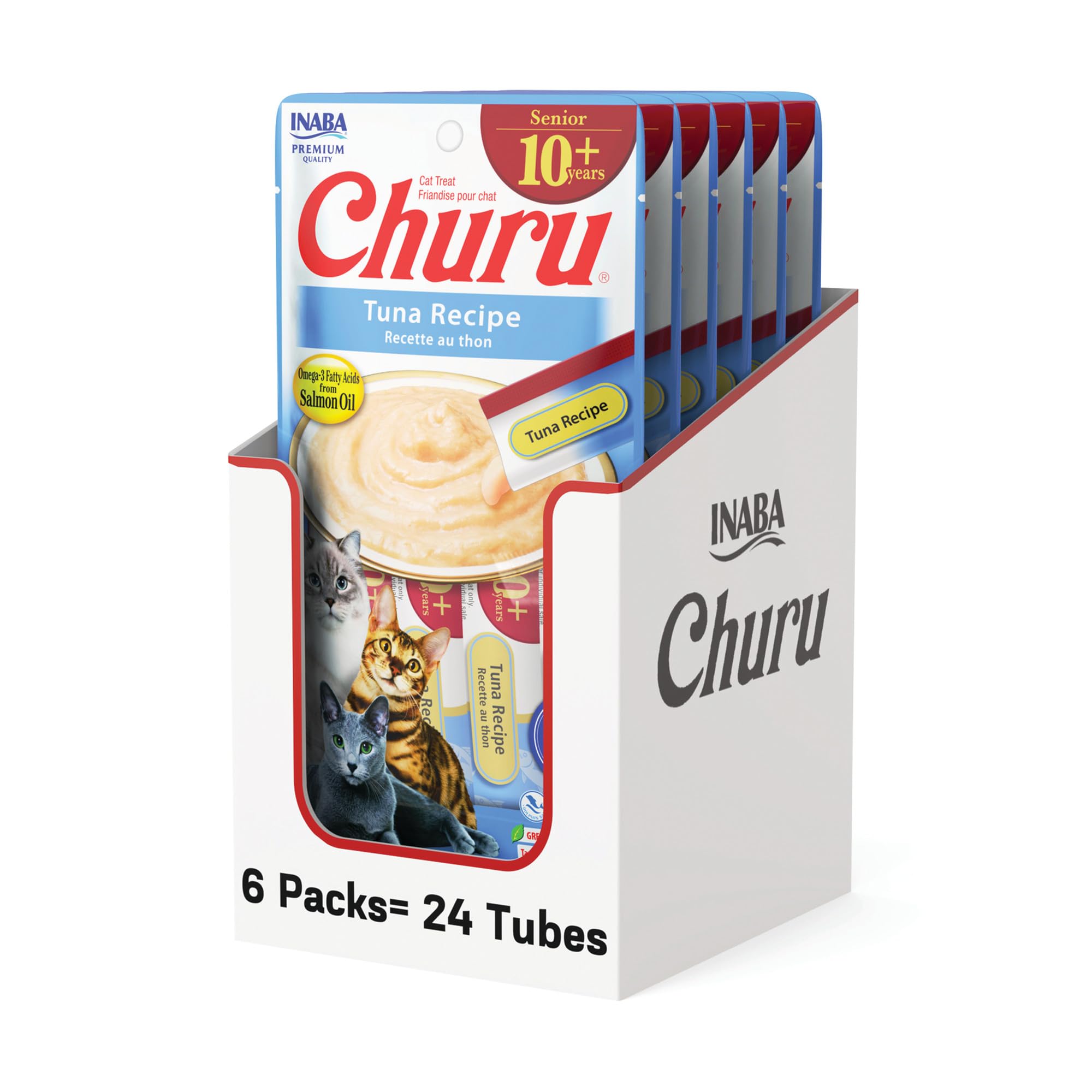 Inaba Churu Mature Tuna and Omega-3 Senior 10+ Lickable Creamy Cat Treats - .5 Oz - 4 Pack - Case of 6 Default Title