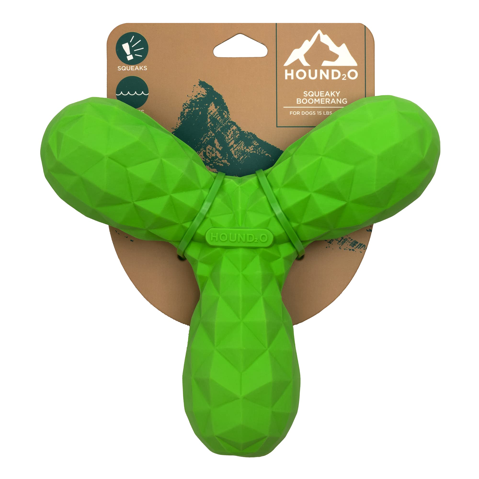 Playology Hound2O Squeaky Boomerang Fetch Squeak and Rubber Dog Toy - Green  