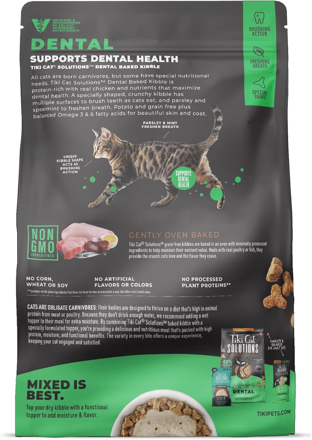 Tiki Cat Solutions Dental High-Protein Grain-Free Chicken with Parsley and Peppermint Dry Cat Food