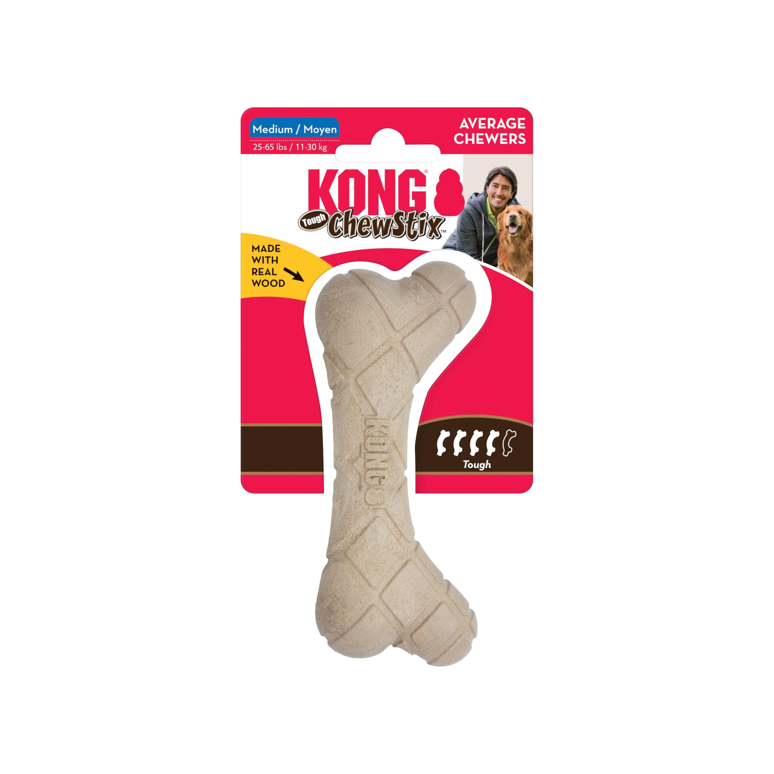 Kong ChewStix Tough Femur Real Wood Bone Dog Toy - Large  