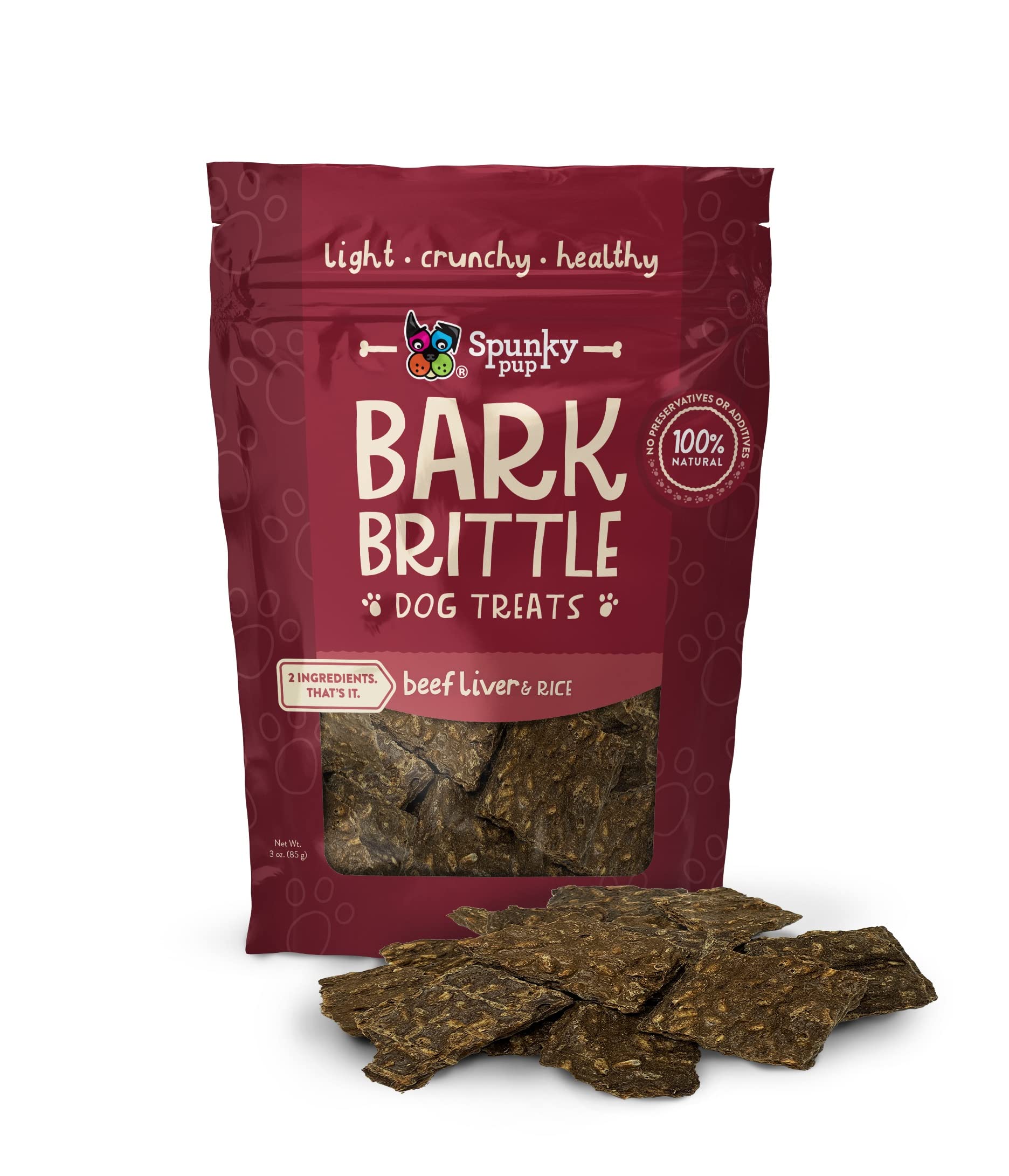 Spunky Pup Bark Brittle Limited Ingredient Beef Crispy and Crunchy Dog Treats - 3 Oz  