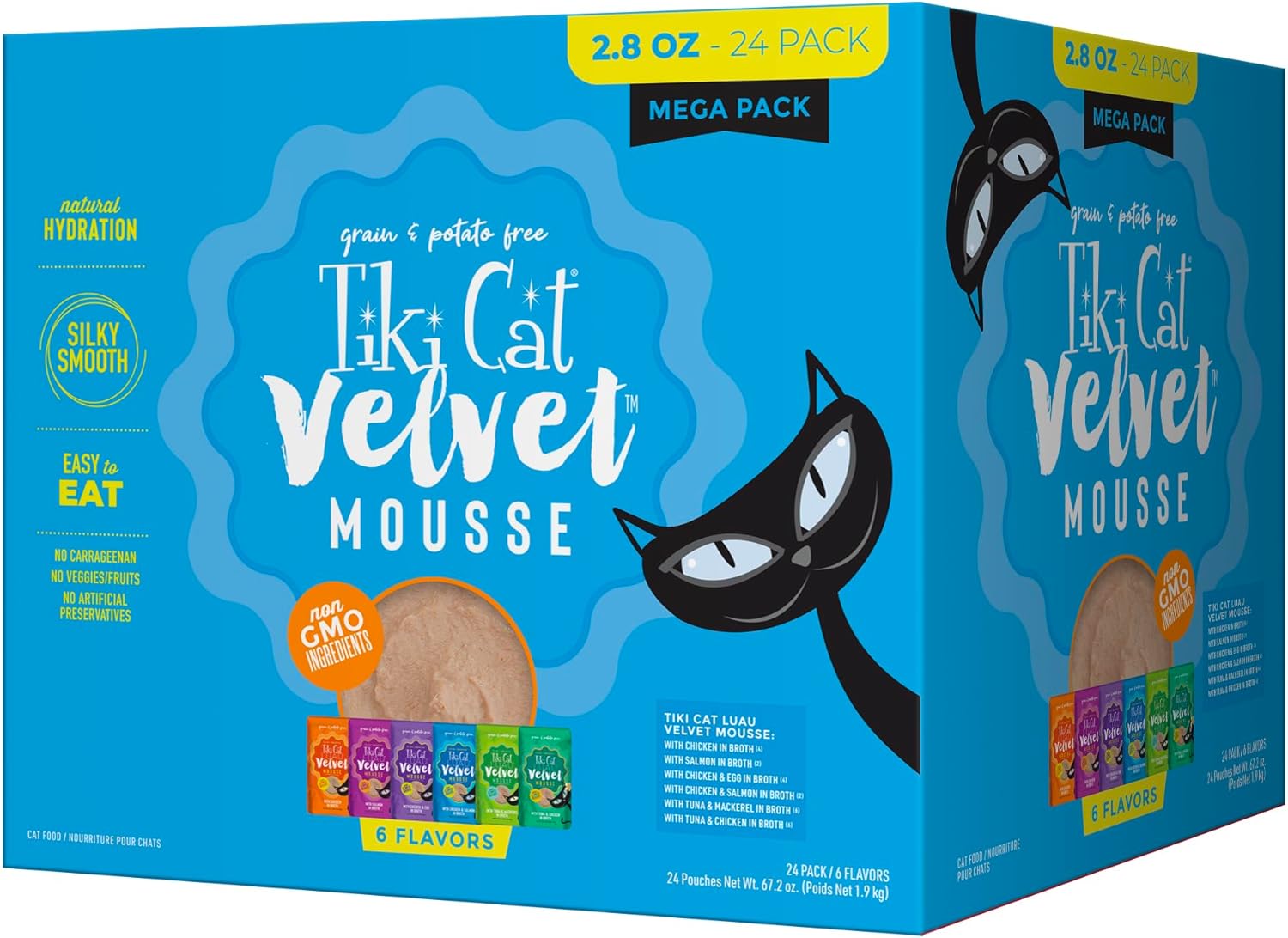 Tiki Cat Luau Velvet Mousse Chicken Egg Tuna Salmon Mackerel in Broth Wet Cat Food Pouch - Variety Pack - 2.8 Oz - Case of 6 Default Title