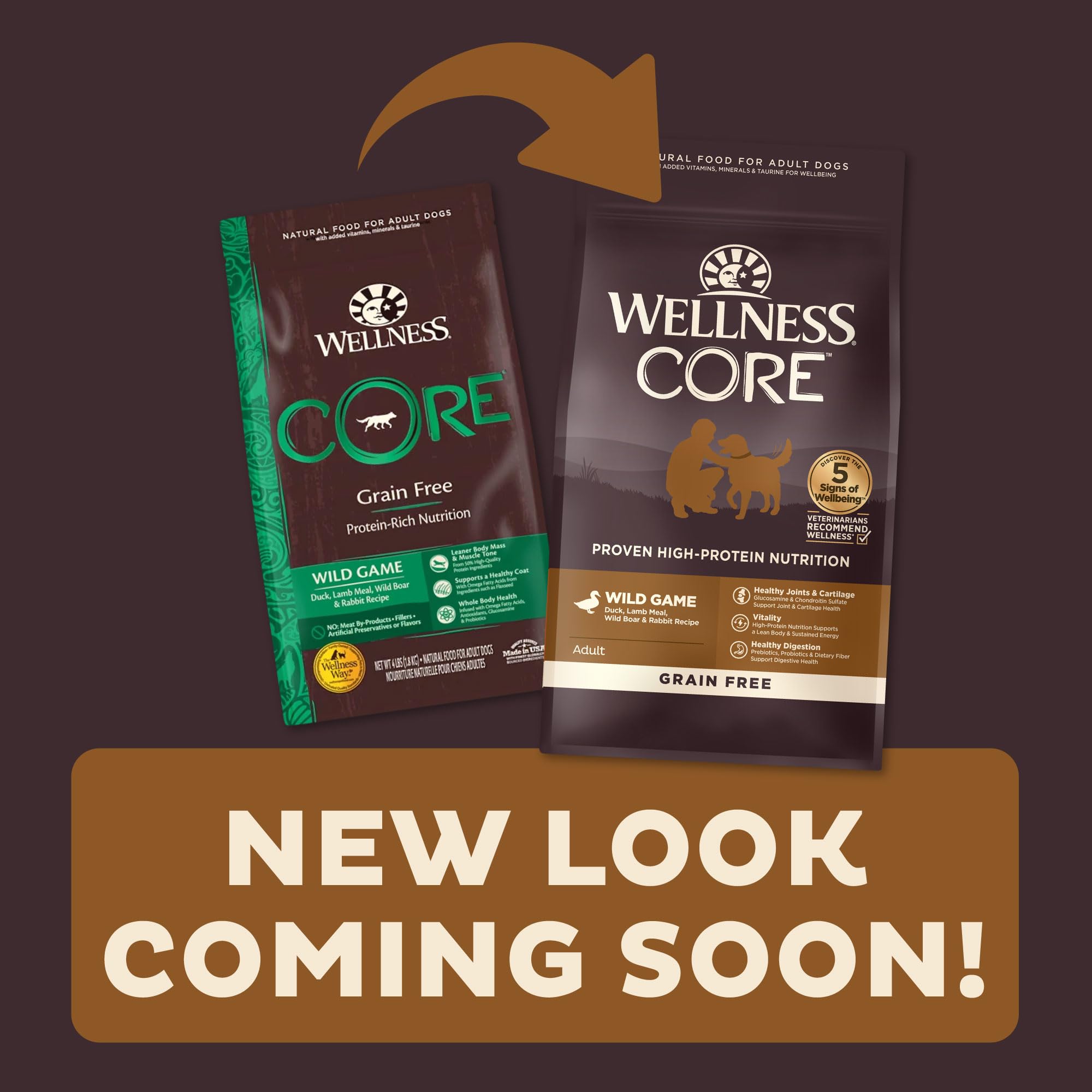 Wellness Core Wild Game Grain-Free High-Protein Duck Lamb Wild Boar and Rabbit Adult Dry Dog Food - 22 Lbs  