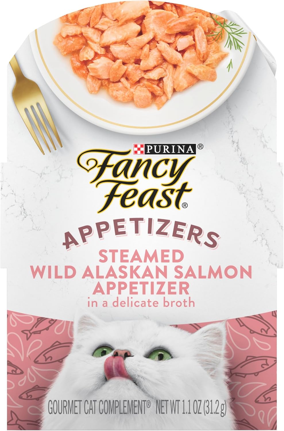 Purina Fancy Feast Appetizers Grain-Free Alaskan Salmon Wet Cat Food and Topper Pouch - 1.1 Oz - Case of 10