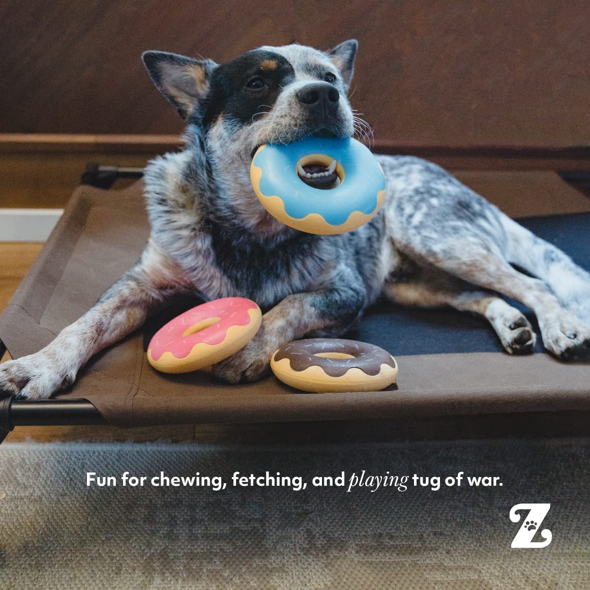 Zippy Paws ZippyTuff Donutz Chocolate Sprinkles Squeak and Chew TPR Rubber Dog Toy - Brown - Small  