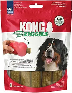 Kong Ziggies Enhanced Plant-Based Teeth Cleaning Dental Dog Sticks Treats Medium/Large - 8 Oz