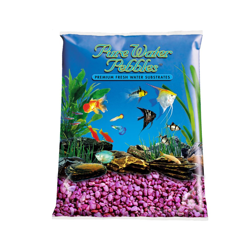 World Wide Imports Pure Water Pebbles for Freshwater Aquarium - Purple - 25 Lbs - Case of 2  