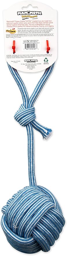 Mammoth Pet Products Monkey Fist Ball with Handle Extra Fresh Dental Floss Mint Scent Dog Toy - Large - 5 Inch