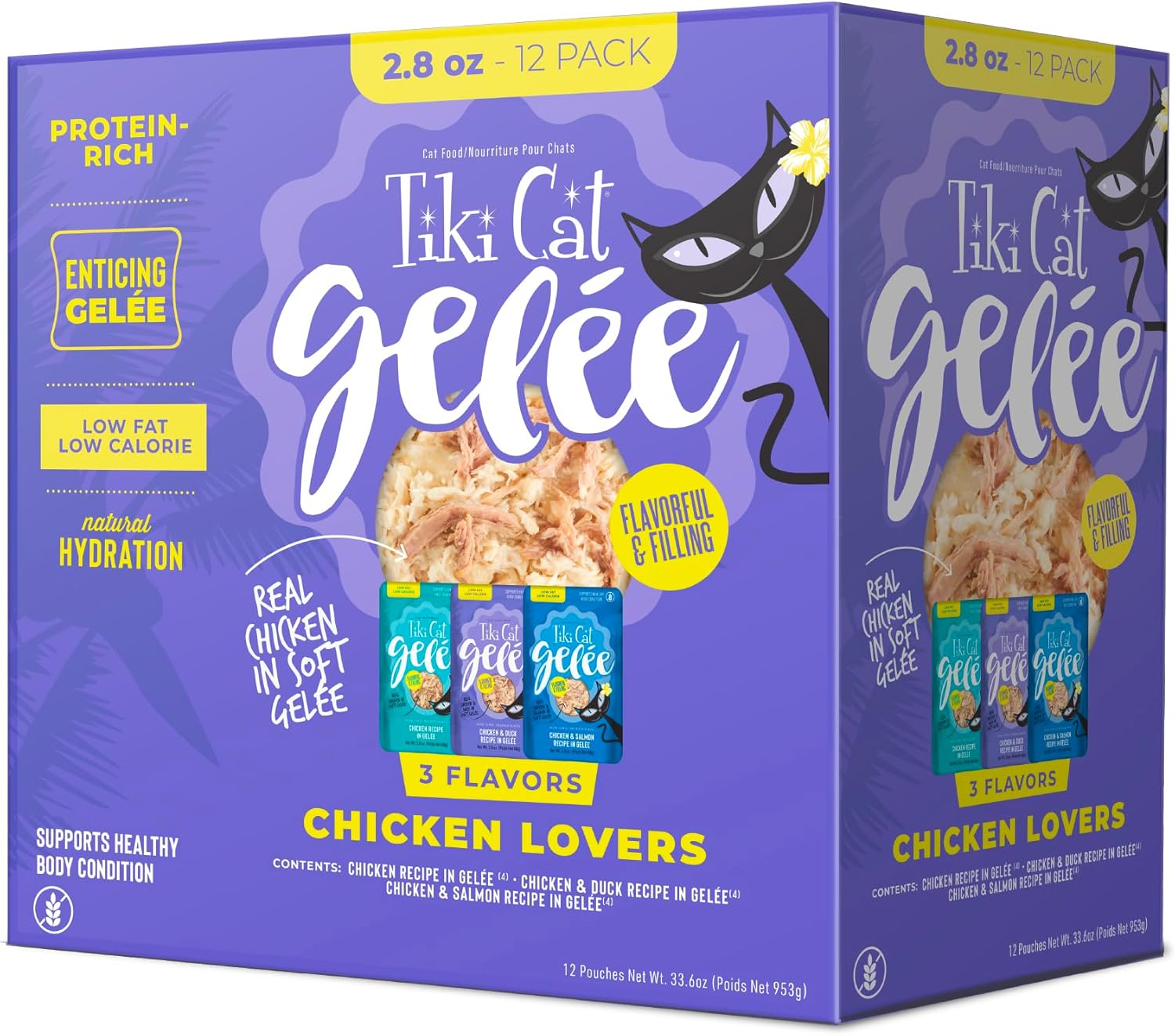 Tiki Cat Luau Lean Gelee Low-Fat Chicken Duck and Salmon in Gelee Wet Cat Food Pouch - Variety Pack - 2.8 Oz - 12 Pack Default Title