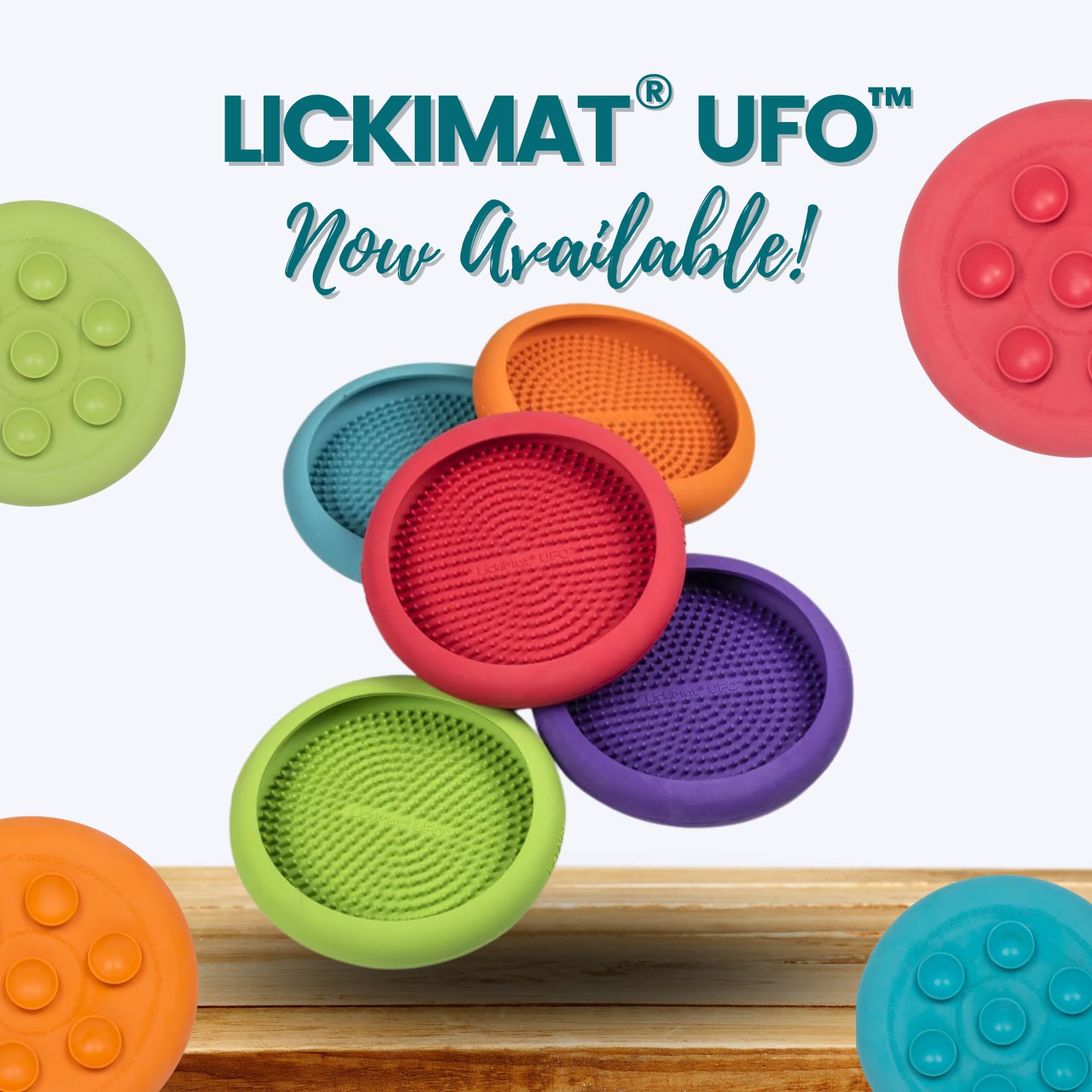 Innovative Pet Lickimat UFO Suction Grip Slow Feeding Rubber Cat and Dog Bowl - Pink  