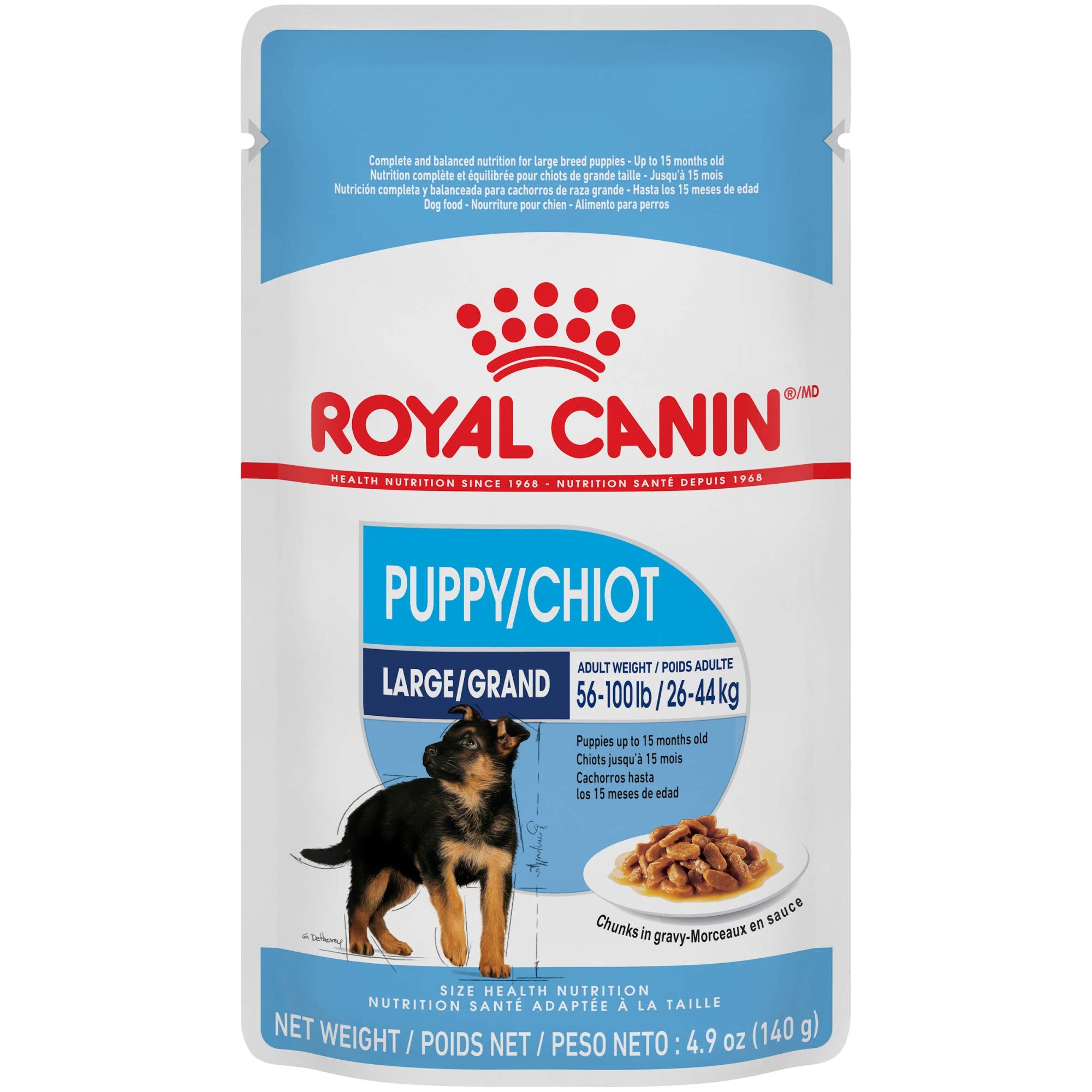 Royal Canin Size Health Nutrition Chunks in Gravy Large-Breed Puppy Wet Dog Food Pouch - 4.9 Oz - Case of 10  