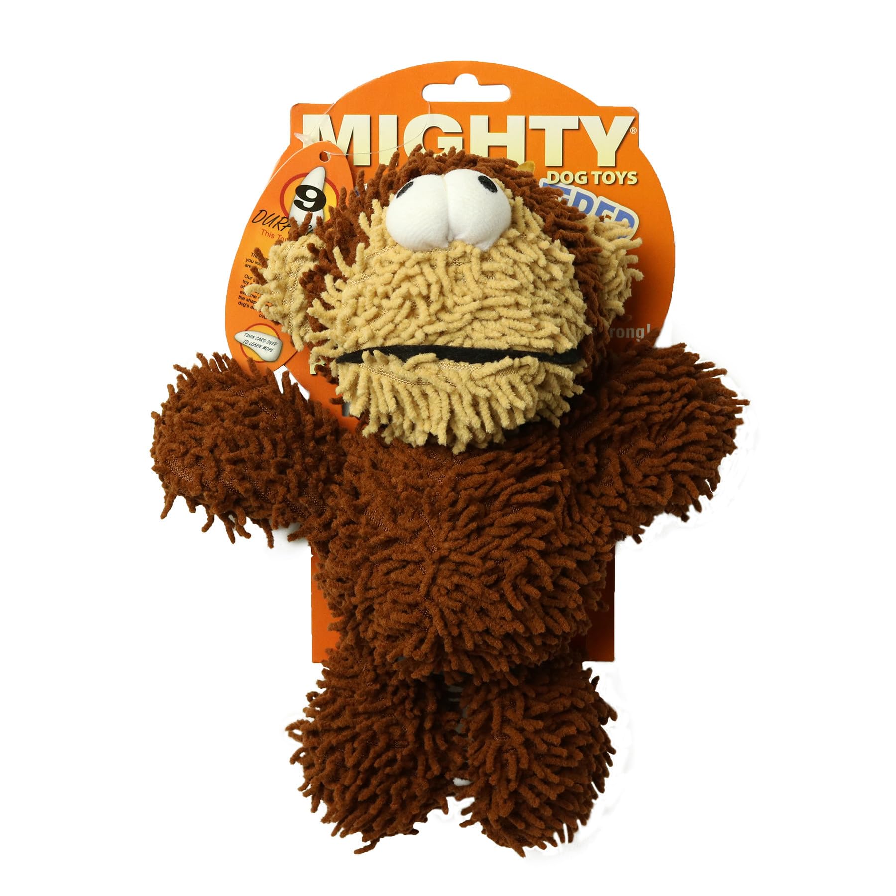 Mighty Microfiber Monkey Ball Floating Squeak and Plush Dog Toy - Brown - Large  