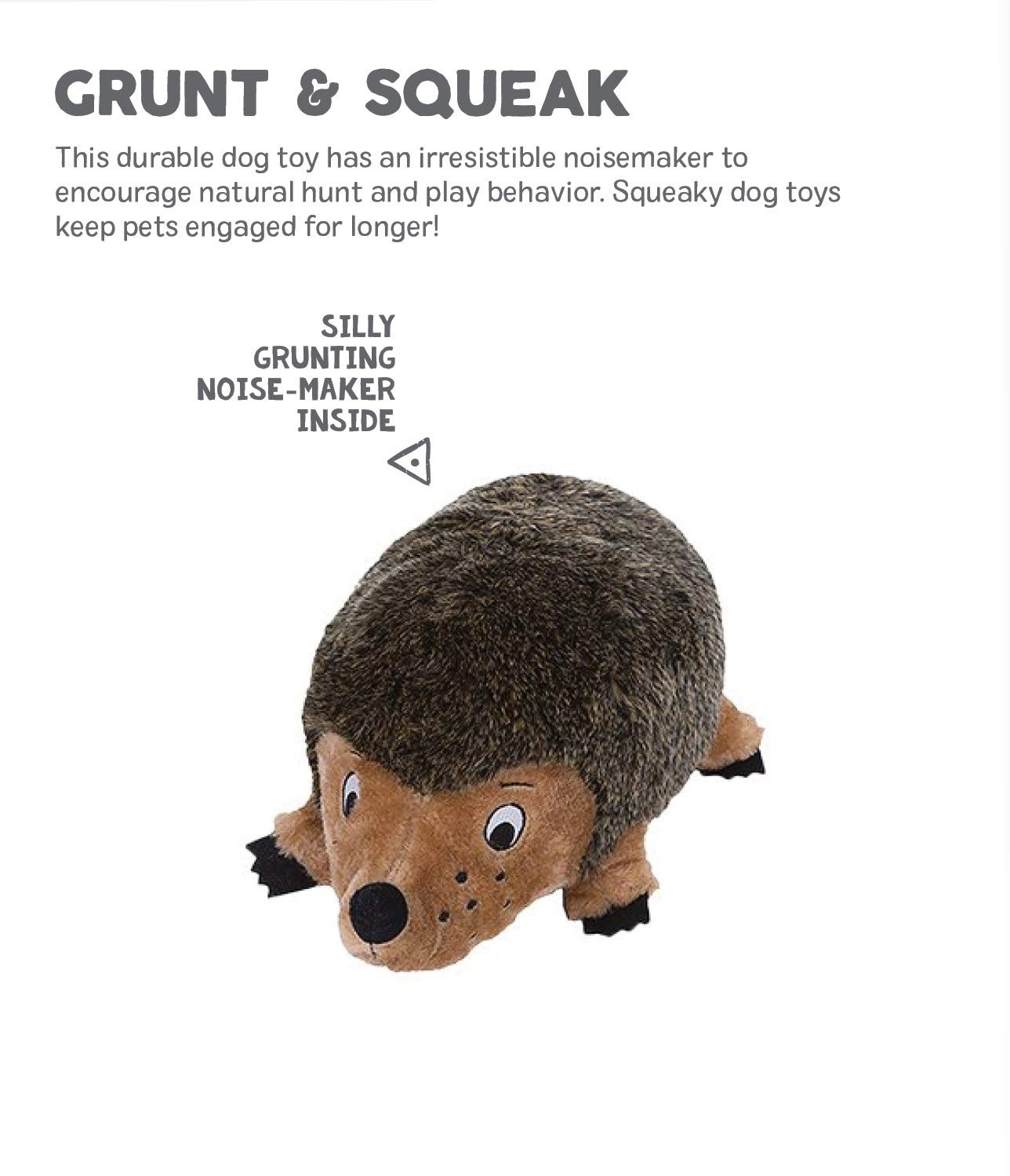 Outward Hound Hedgehogz Squeak and Plush Dog Toy - Brown - Small  