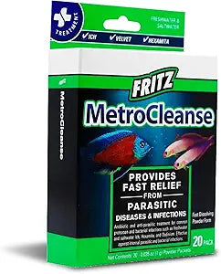 Fritz Aquatics MetroCleanse Freshwater and Saltwater Disease and Infection Packets Fish Medication - 20 Count