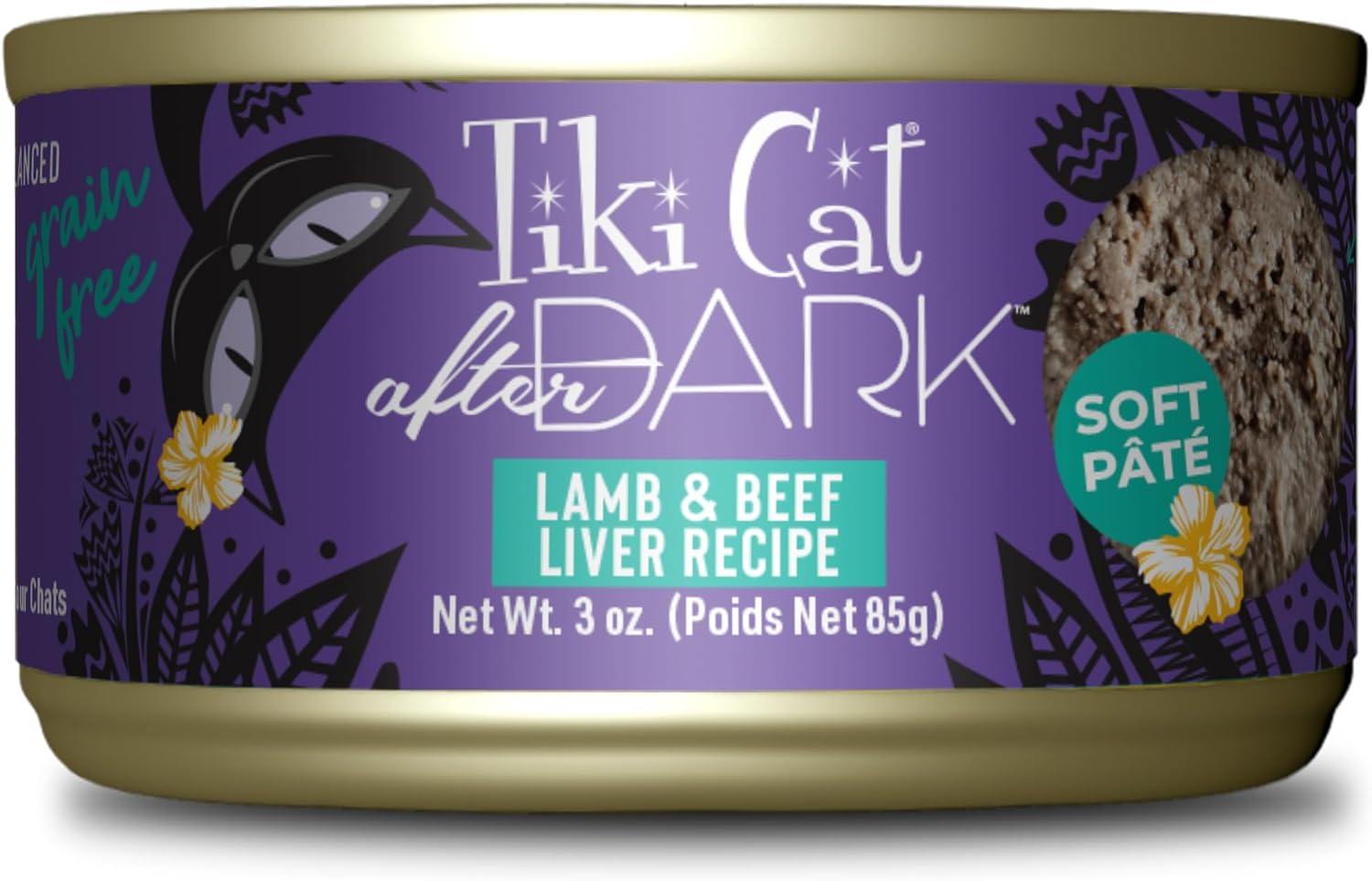 Tiki Cat After Dark Soft Pate Grain-Free Lamb and Beef Liver Adult Canned Cat Food 3 Oz - Case of 12