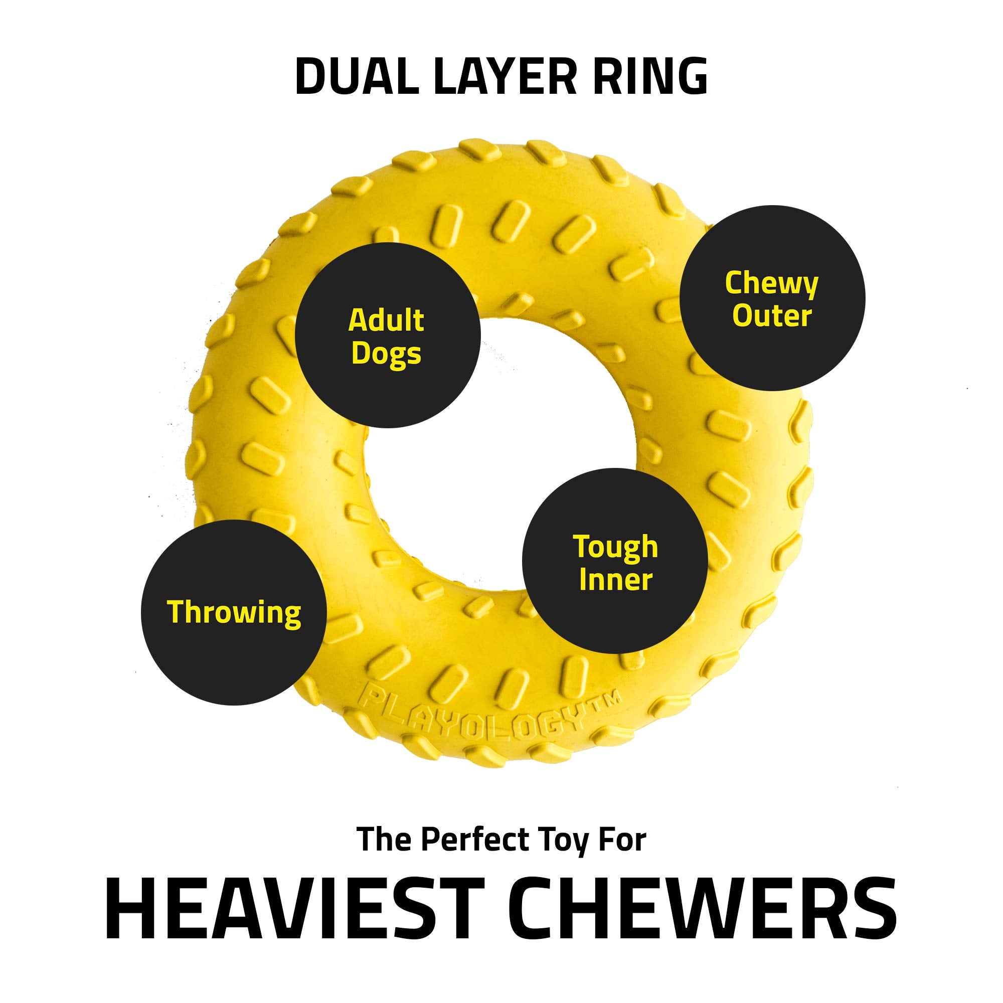 Playology Chicken Scented Dual Layered Ring Rubber Dog Toy with Encapsiscent Technology - Large  