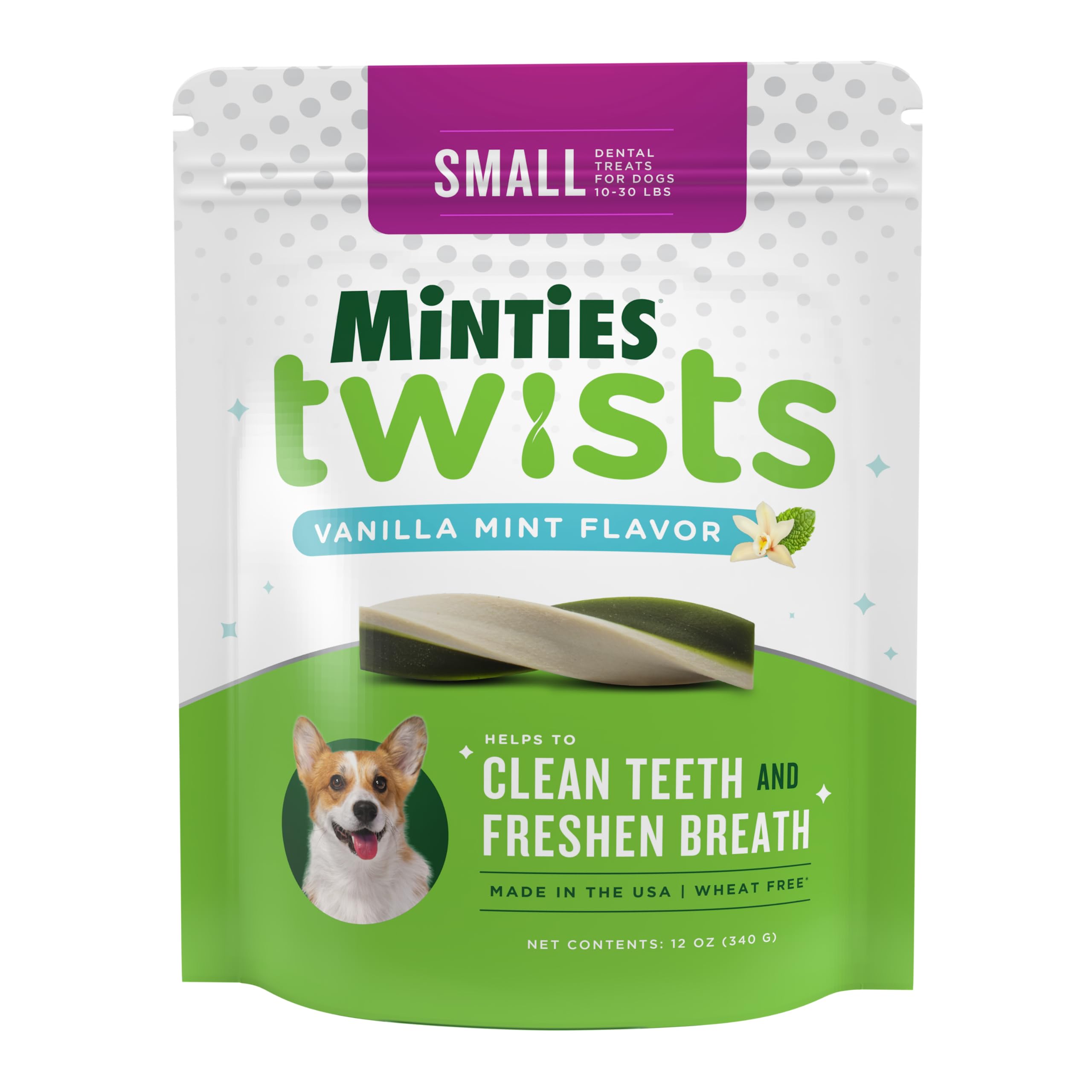 VETIQ Minties Peppermint Flavored Bone Dental Dog Chews Treats - Tiny/Small - 16 Oz  