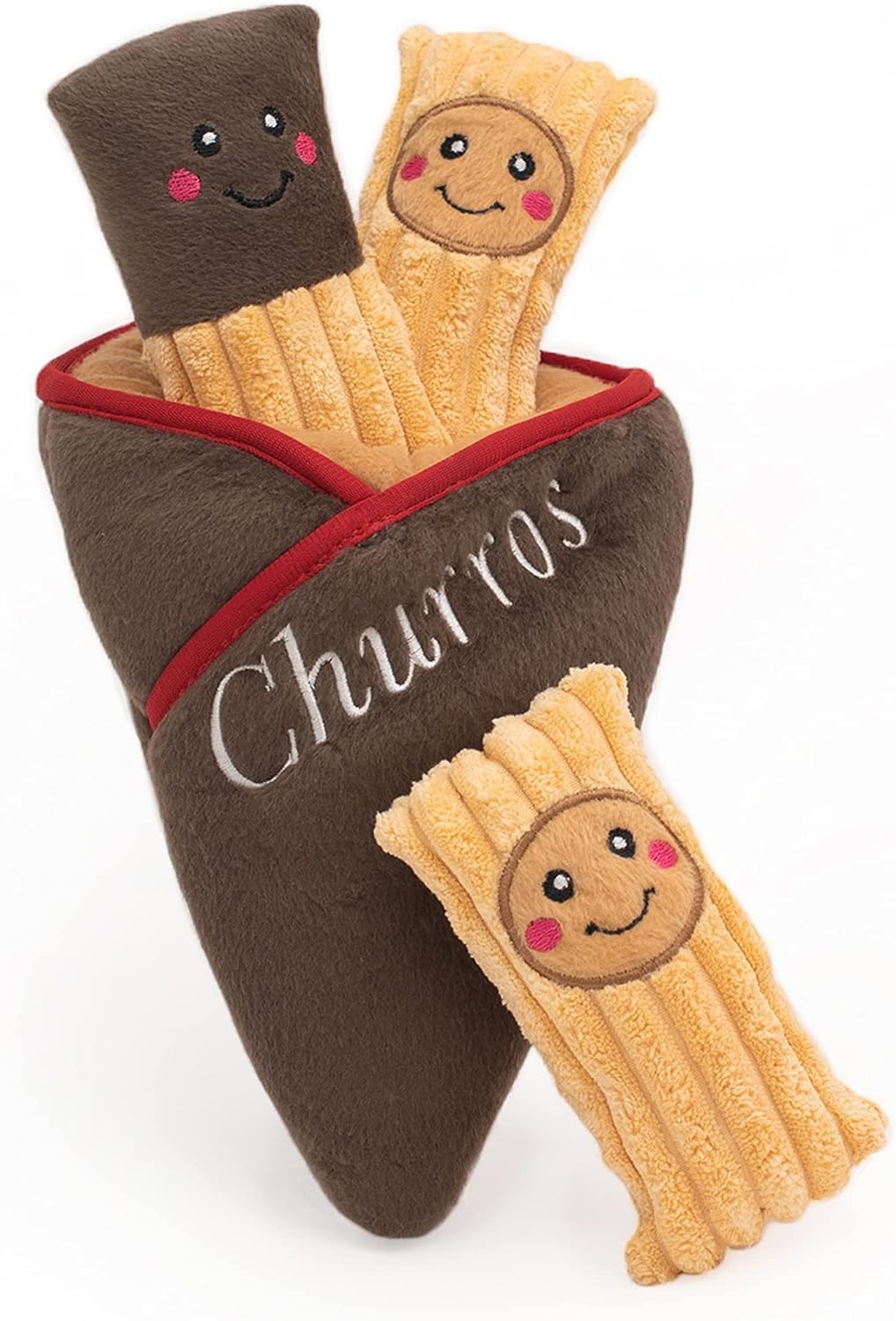 Zippy Paws Burrow Churros Interactive Squeak and Plush Dog Toy - Medium  