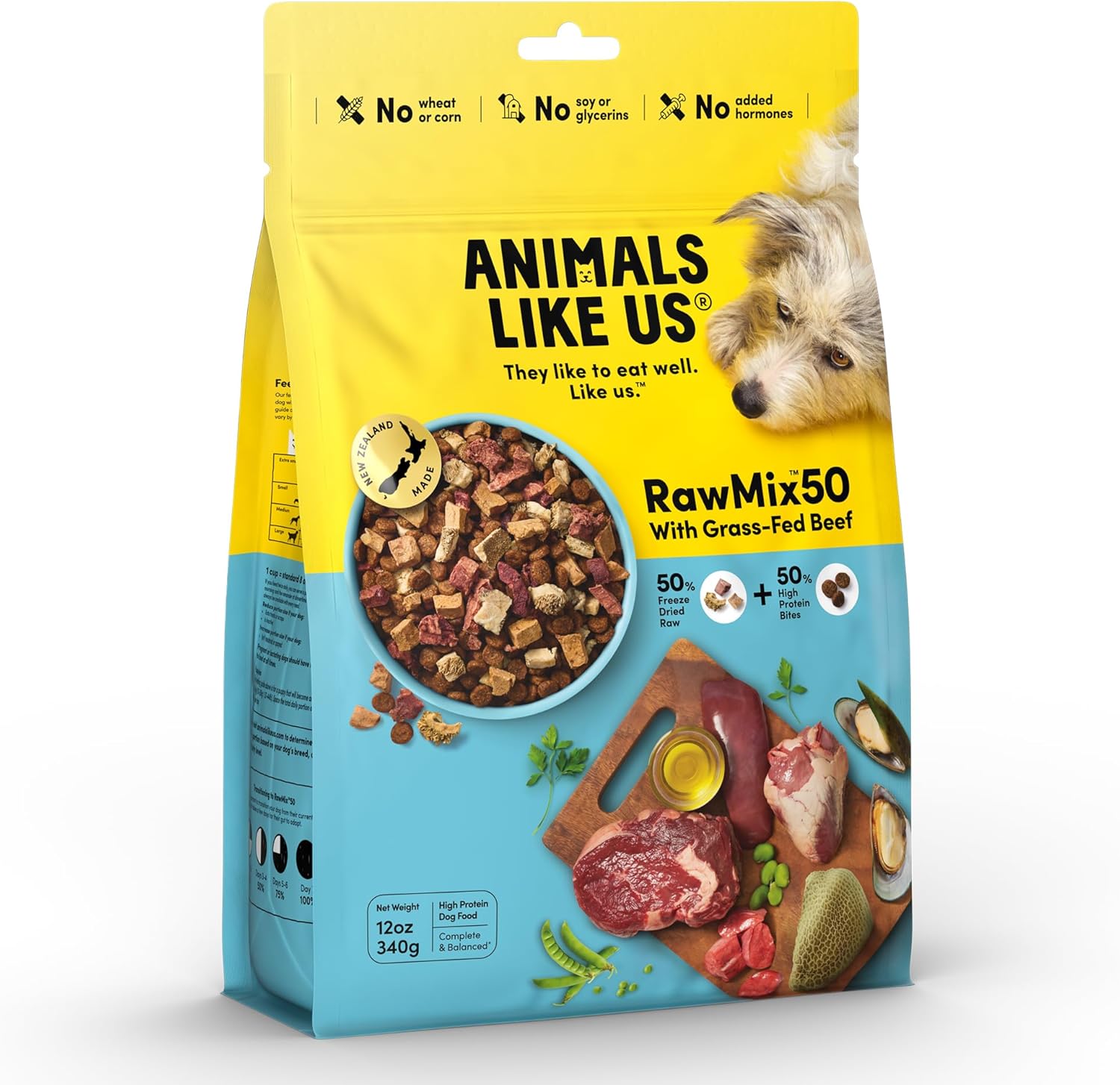 Animals Like Us RawMix50 Grass-Fed Beef Freeze-Dried Raw Dog Food - 12 Oz - Case of 12