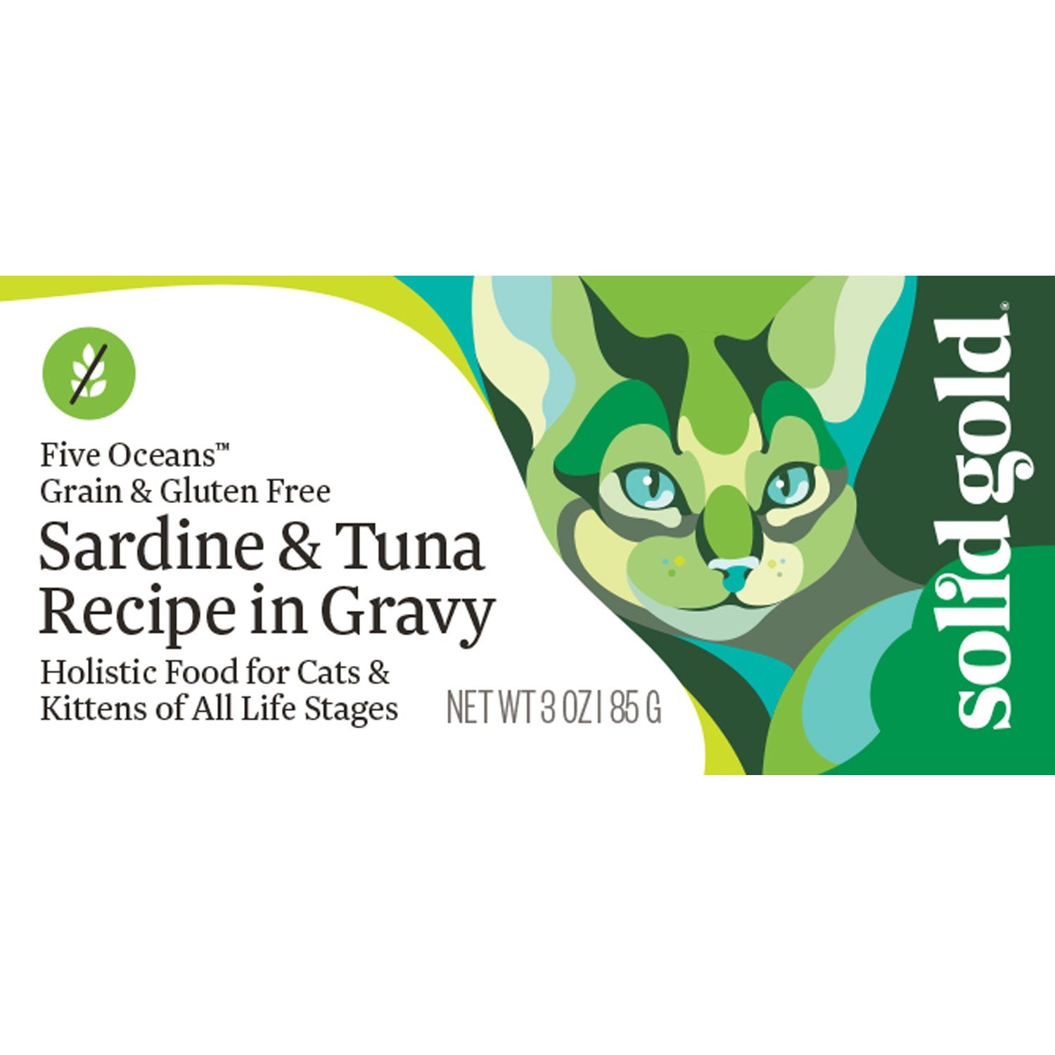 Solid Gold Five Oceans Grain-Free Sardines and Tuna Recipe in Gravy Canned Cat Food - 6 Oz - Case of 16  