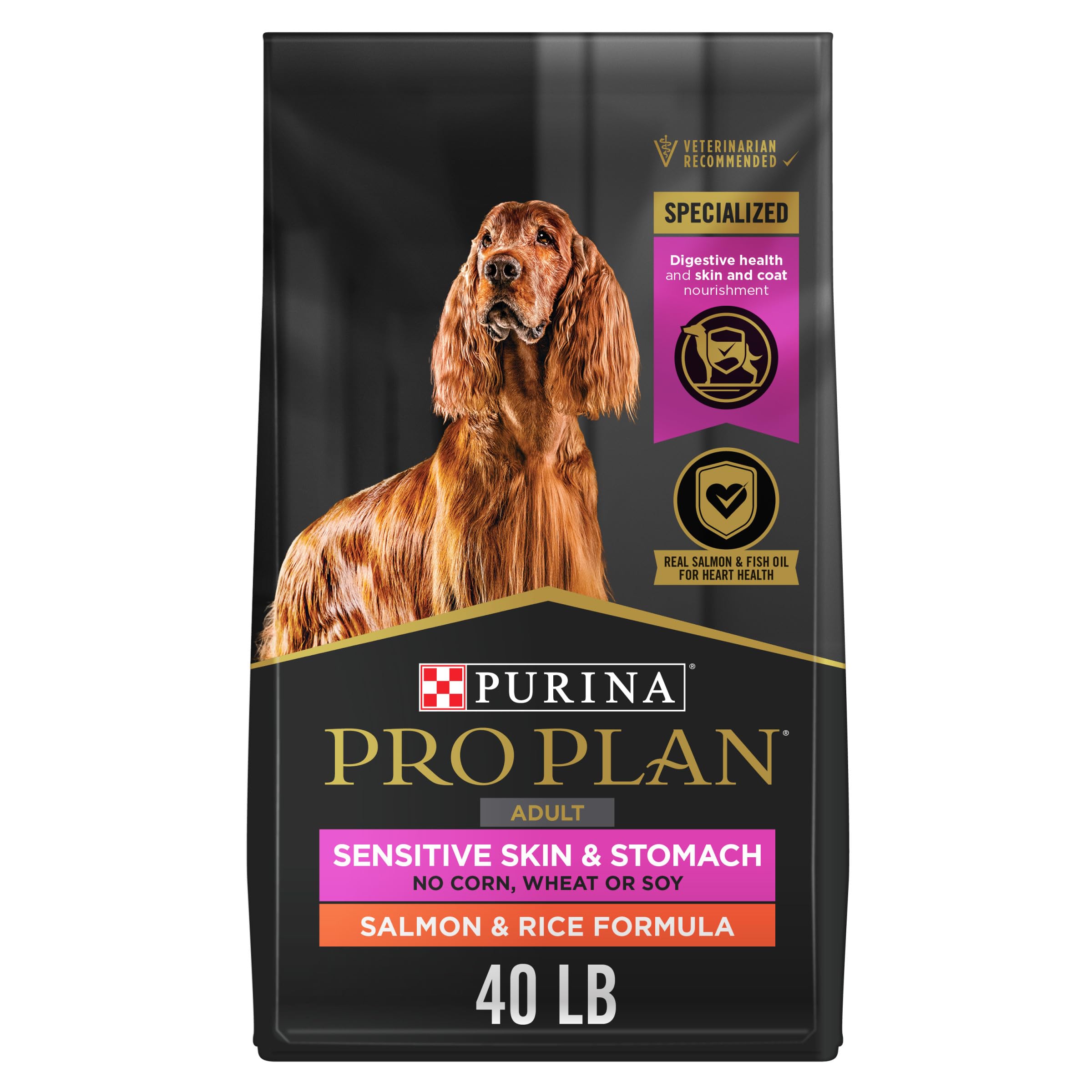 Purina Pro Plan Sensitive Skin and Stomach Salmon and Rice Adult Dry Dog Food - 40 Lbs  