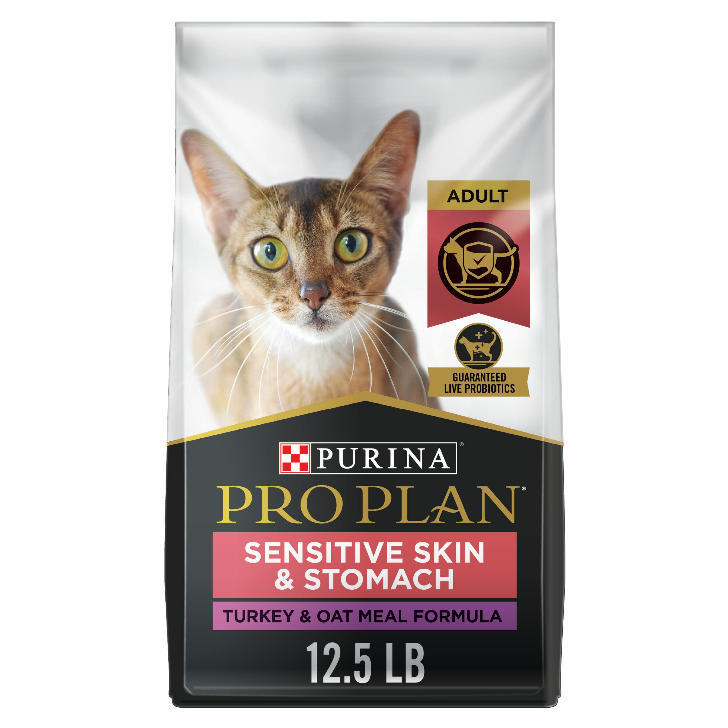 Purina Pro Plan Sensitive Skin and Stomach with Probiotics Turkey and Oatmeal Dry Cat Food - 3.2 Lbs - Case of 6  