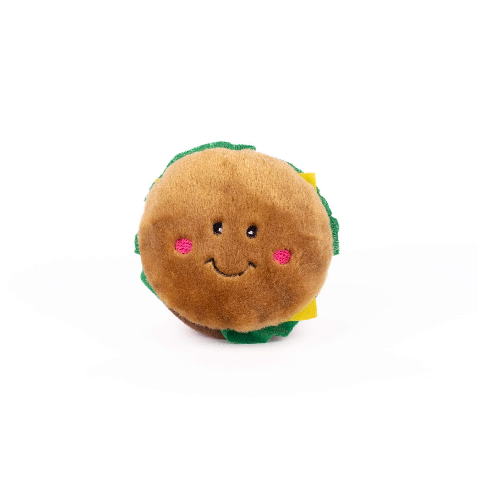 Zippy Paws NomNomz Hamburger Squeak and Plush Dog Toy  