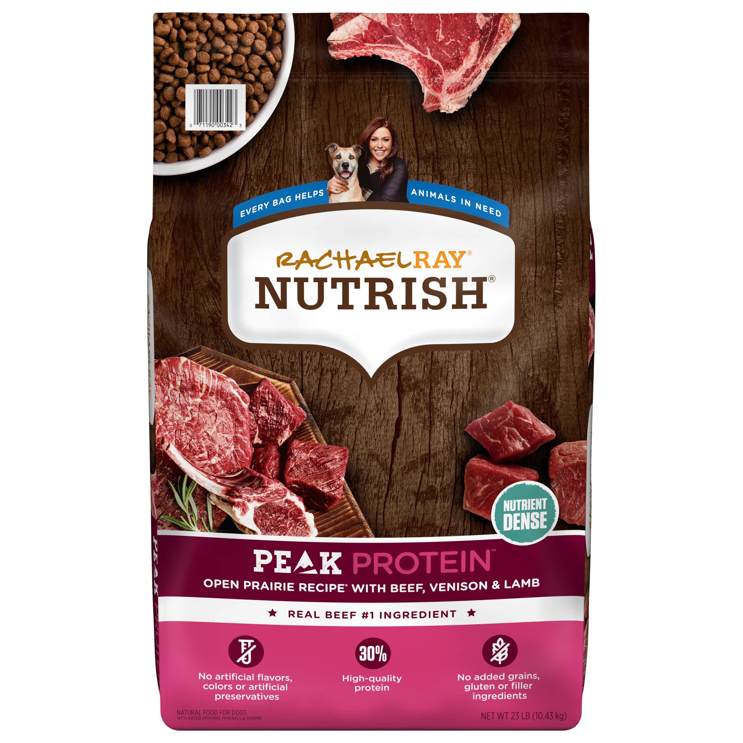 Rachael Ray Nutrish Peak High-Protein Beef Venison and Lamb Open-Range Recipe Dry Dog Food - 4 Lbs  